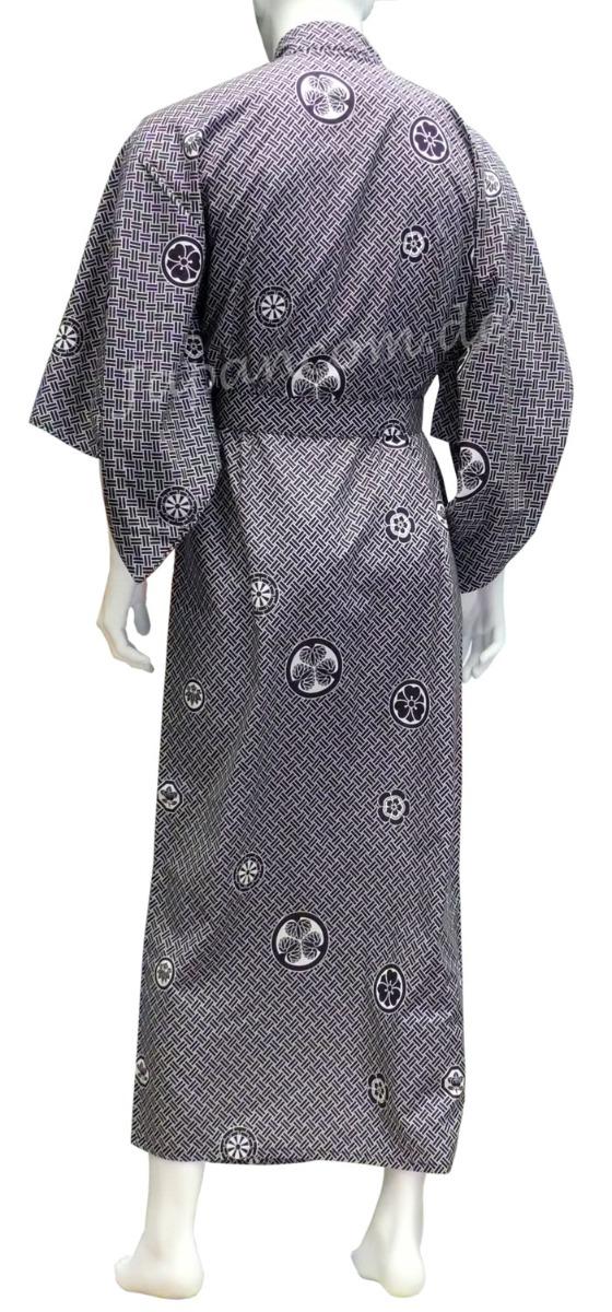 Traditioneller Herren-Yukata mit Montsuki Muster und Gürtel