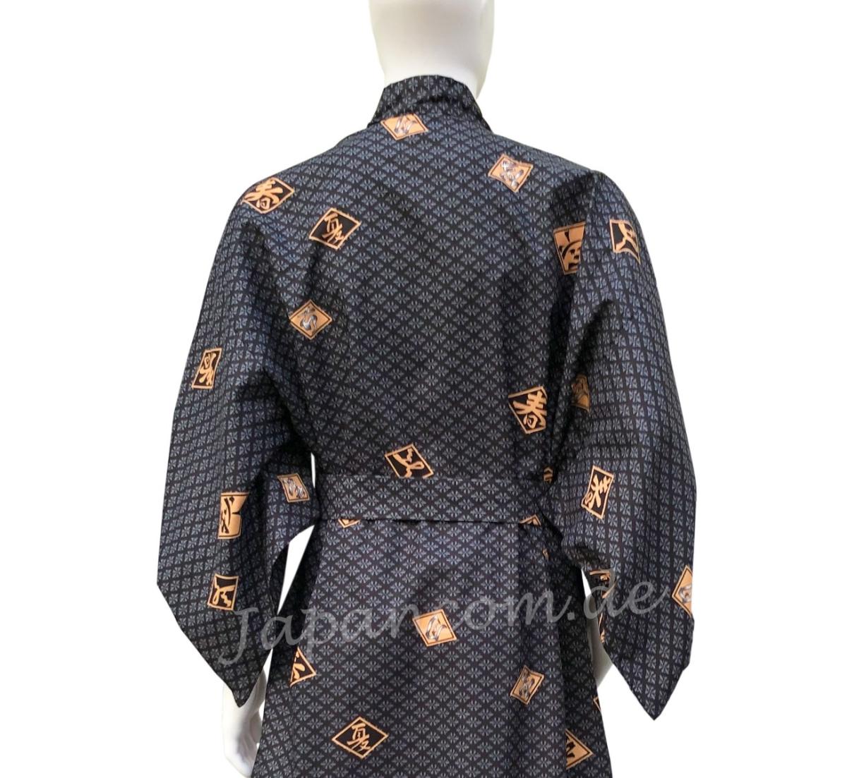 Herren Yukata Kimono Four Seasons schwarz lang