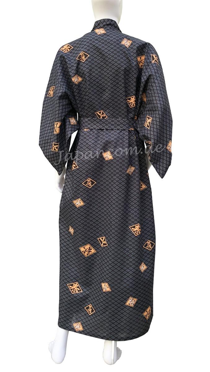 Herren Yukata Kimono Four Seasons schwarz lang