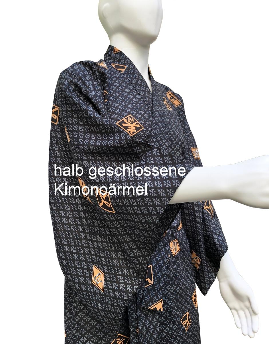 Herren Yukata Kimono Four Seasons schwarz lang