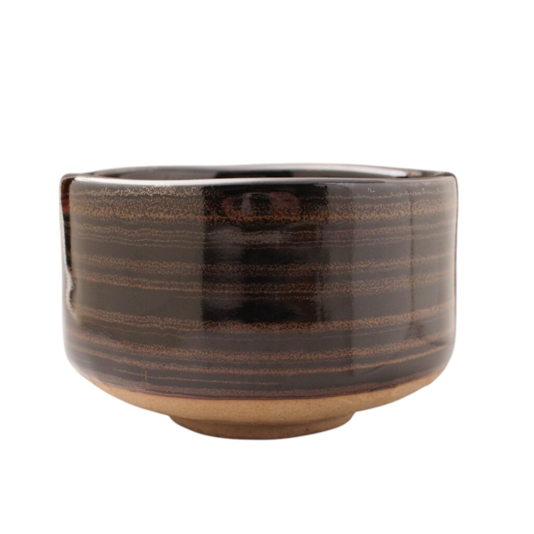 Matchaschale Swirl schwarz-braun