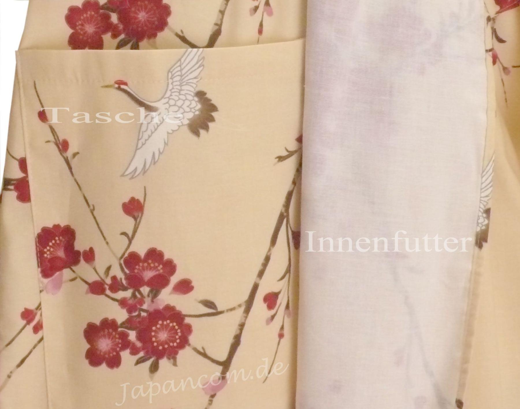 Kimono Bademantel Cherry Blossom beige gefüttert
