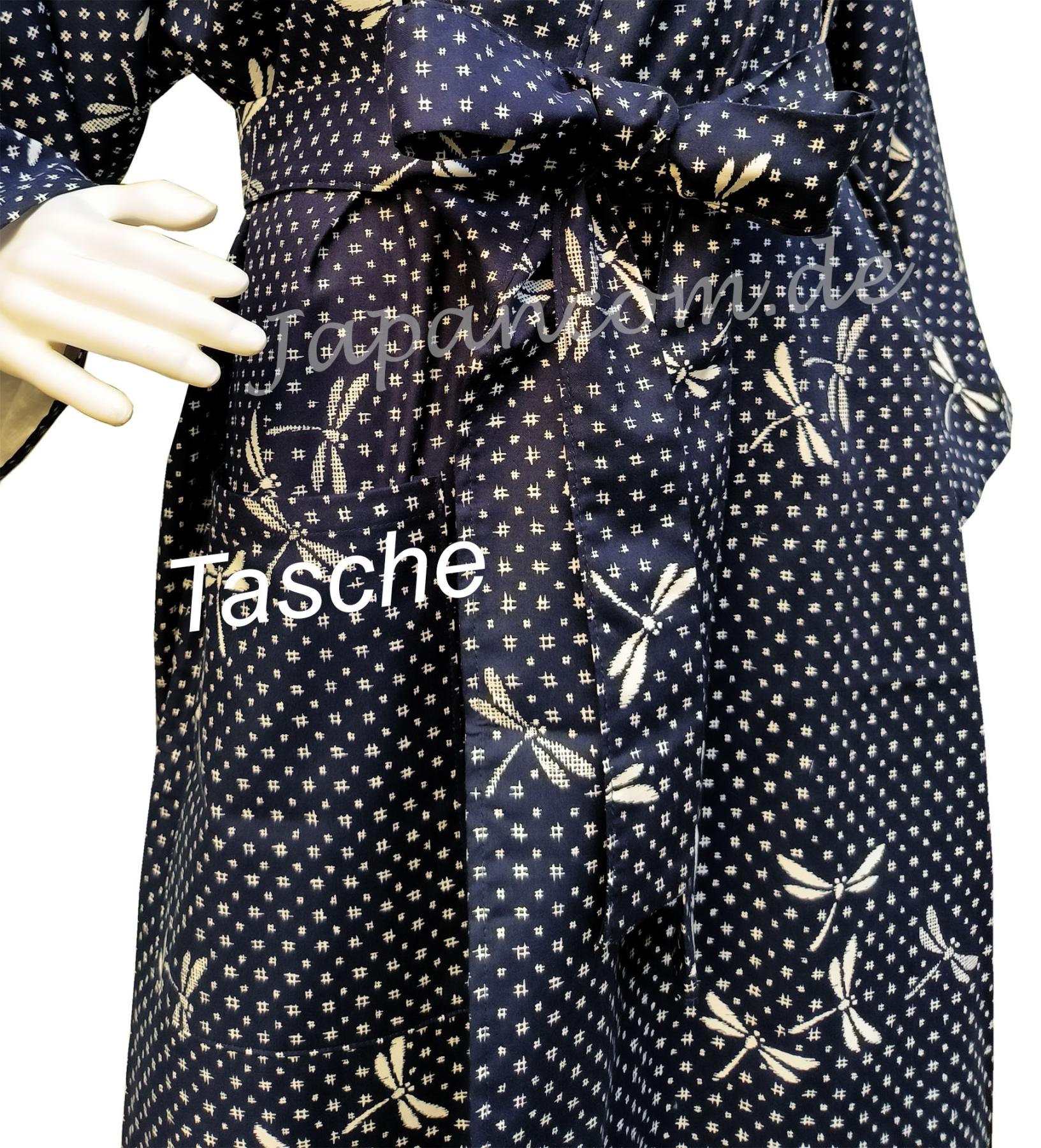 Gefütterter Damen Kimono Libelle blau Tasche