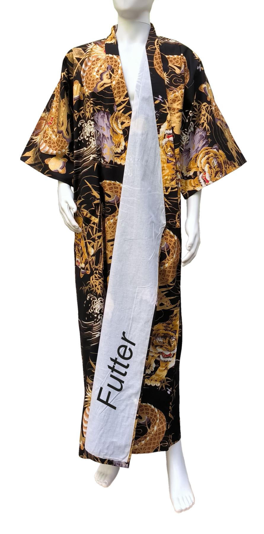 Gefütterter Herren Kimono Drachen Tiger - Futterstoff