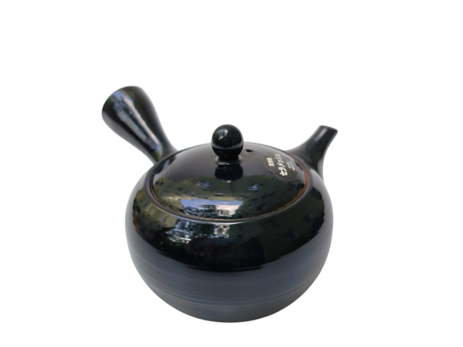 Schwarze Tokoname-Kyusu mit unglasierter Innenseite