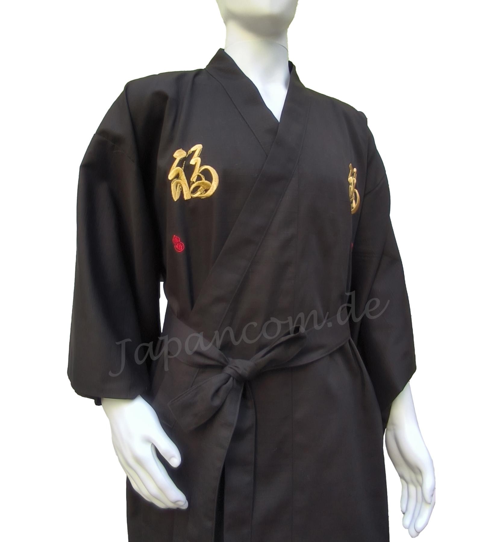 Herren Kimono Fuku Tsumugi schwarz