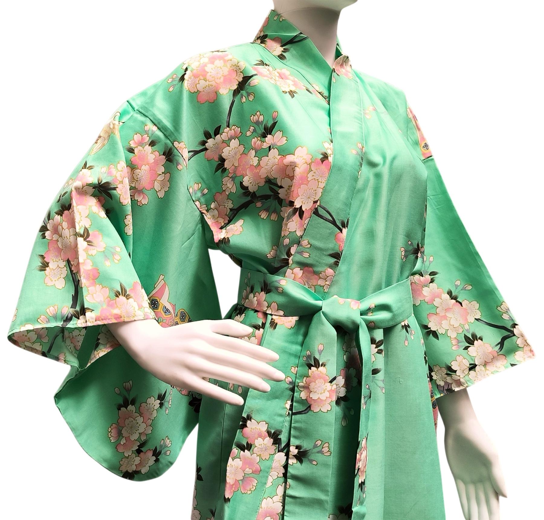Damen-Kimono Kirschblütenfest pistaziengrün