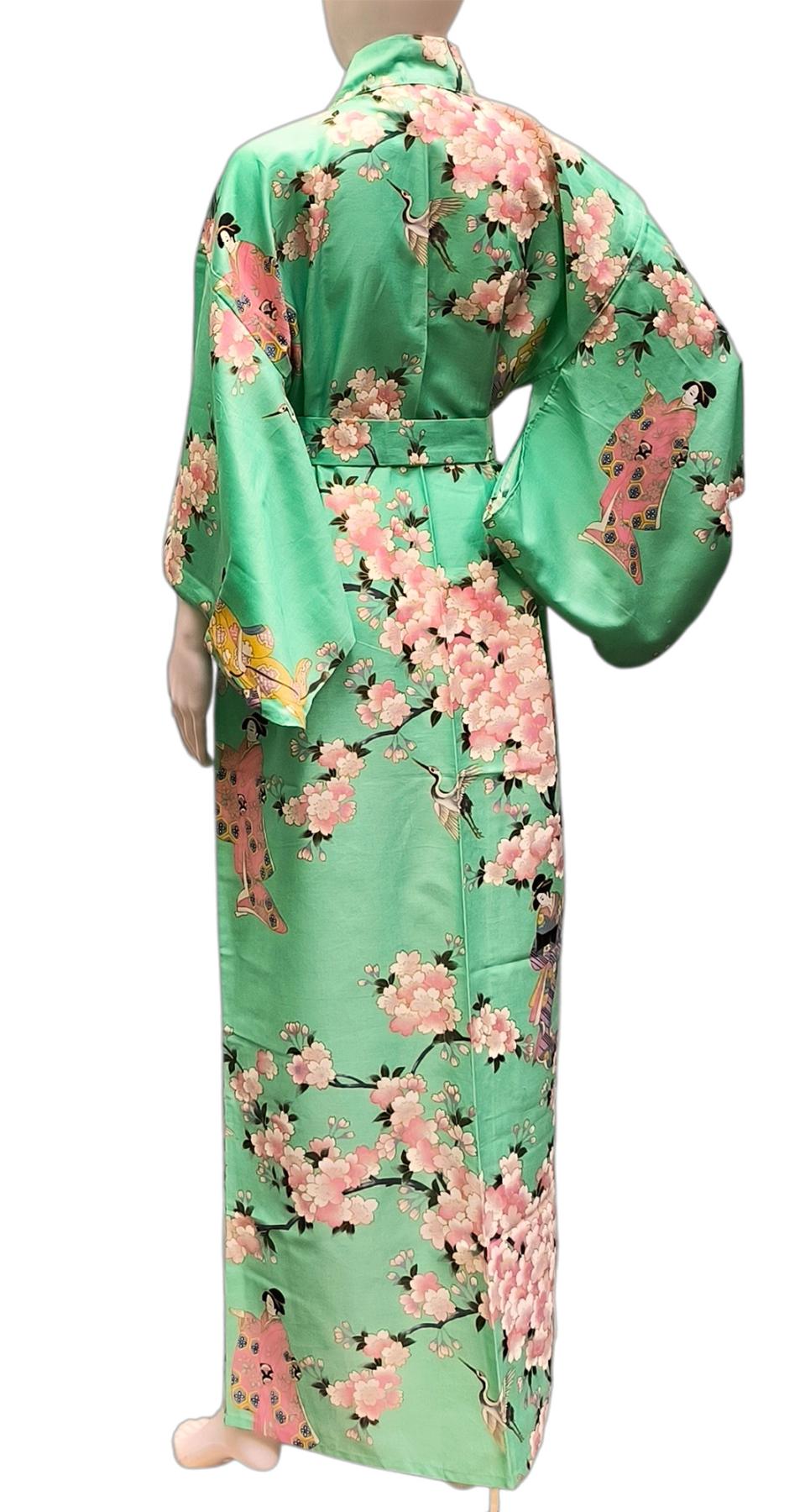 Damen-Kimono Kirschblütenfest pistaziengrün