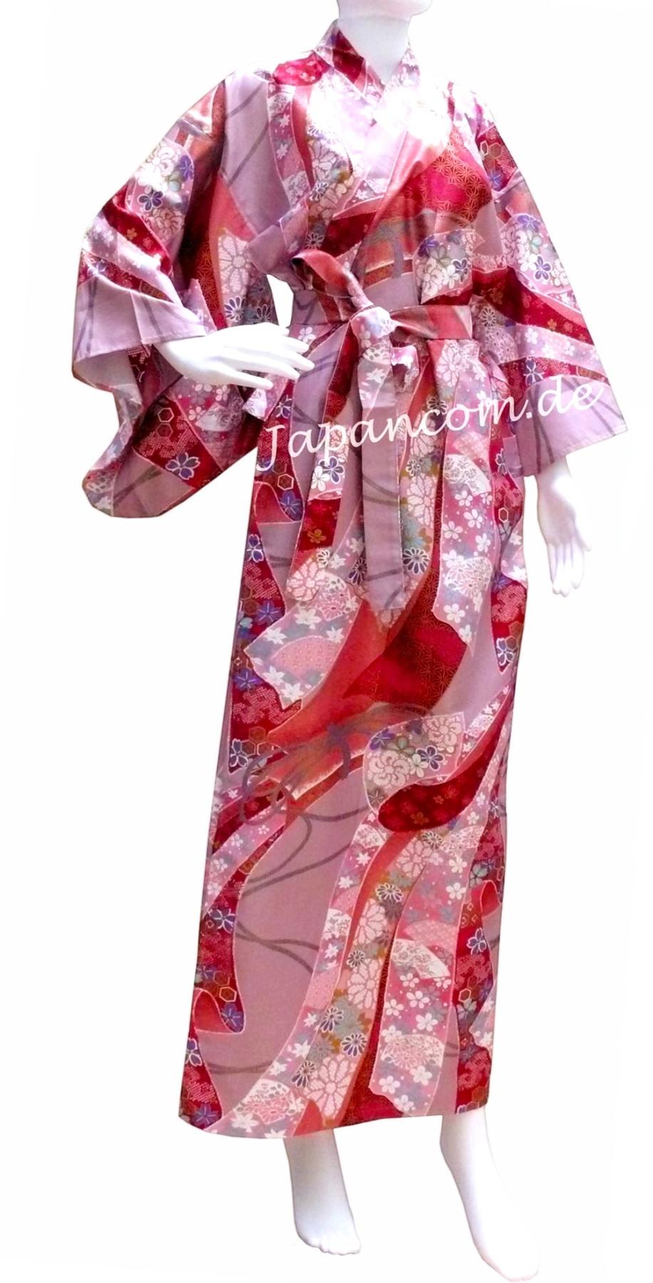 Damenkimono in Pink mit Muster aus Schleifenbändern