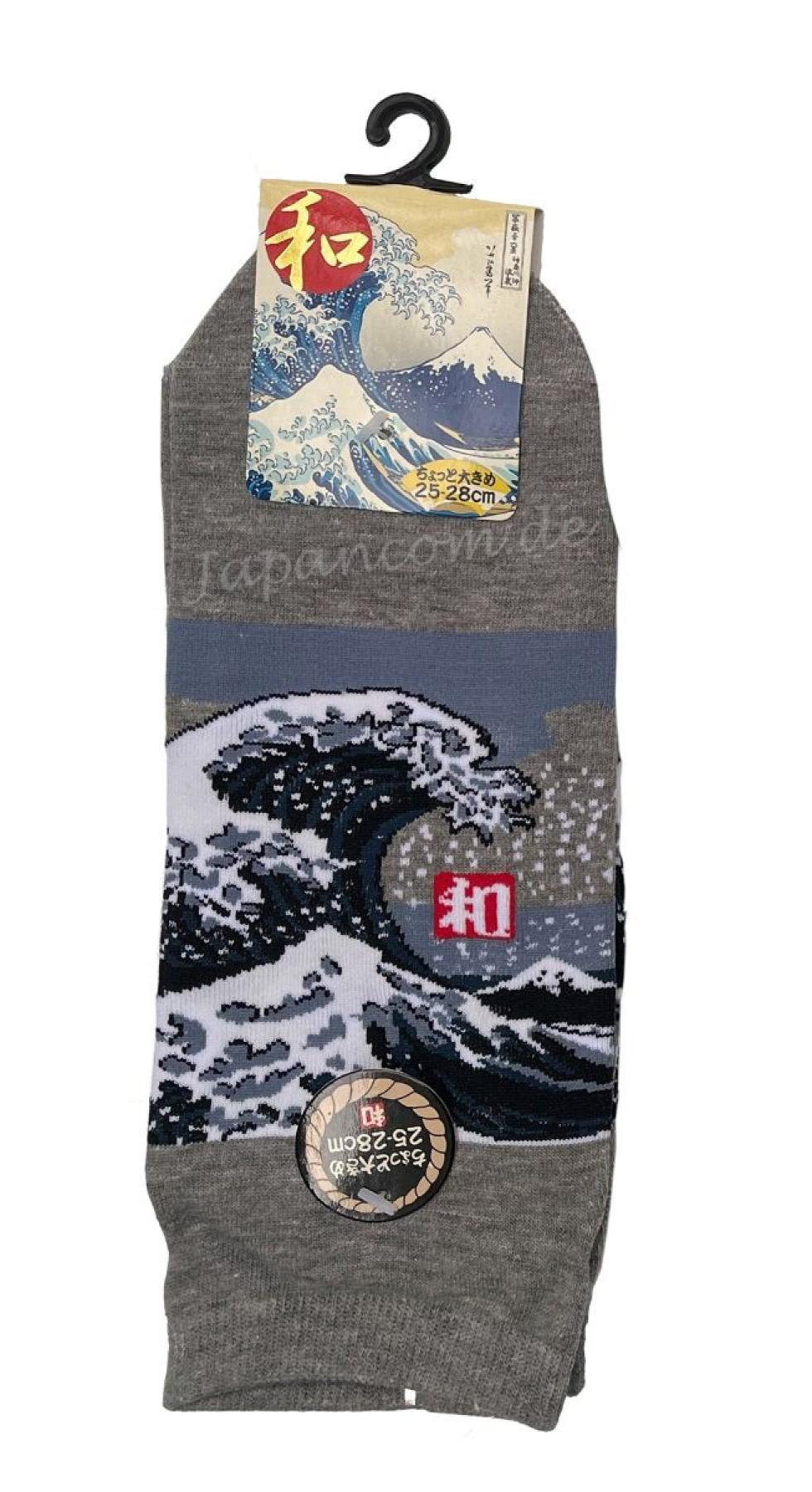 Baumwoll Sneaker Socken mit japanischer Welle nach Hokusai