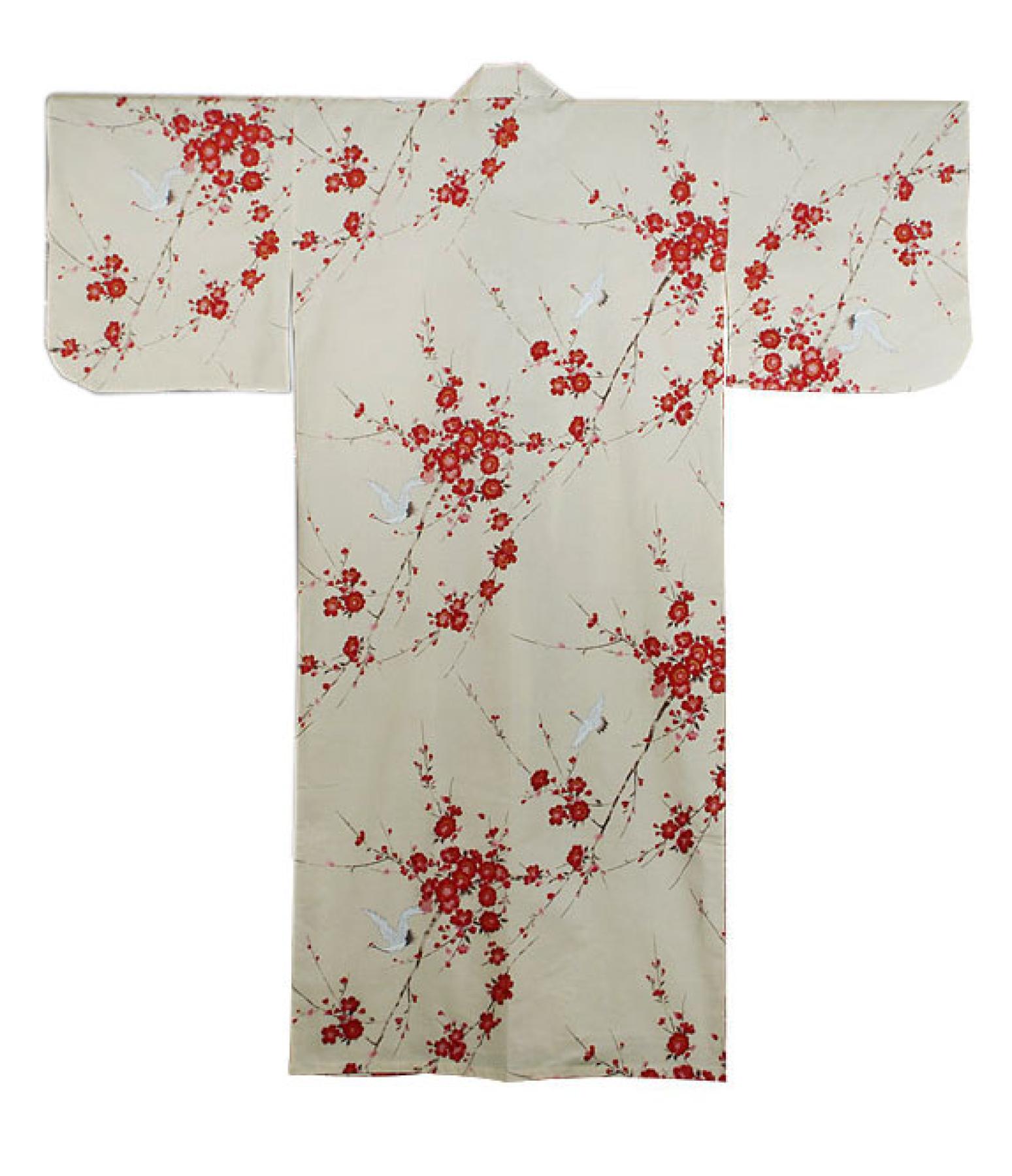 Kimono Cherry Blossom (Kirschblüte) beige extra weit, Dame