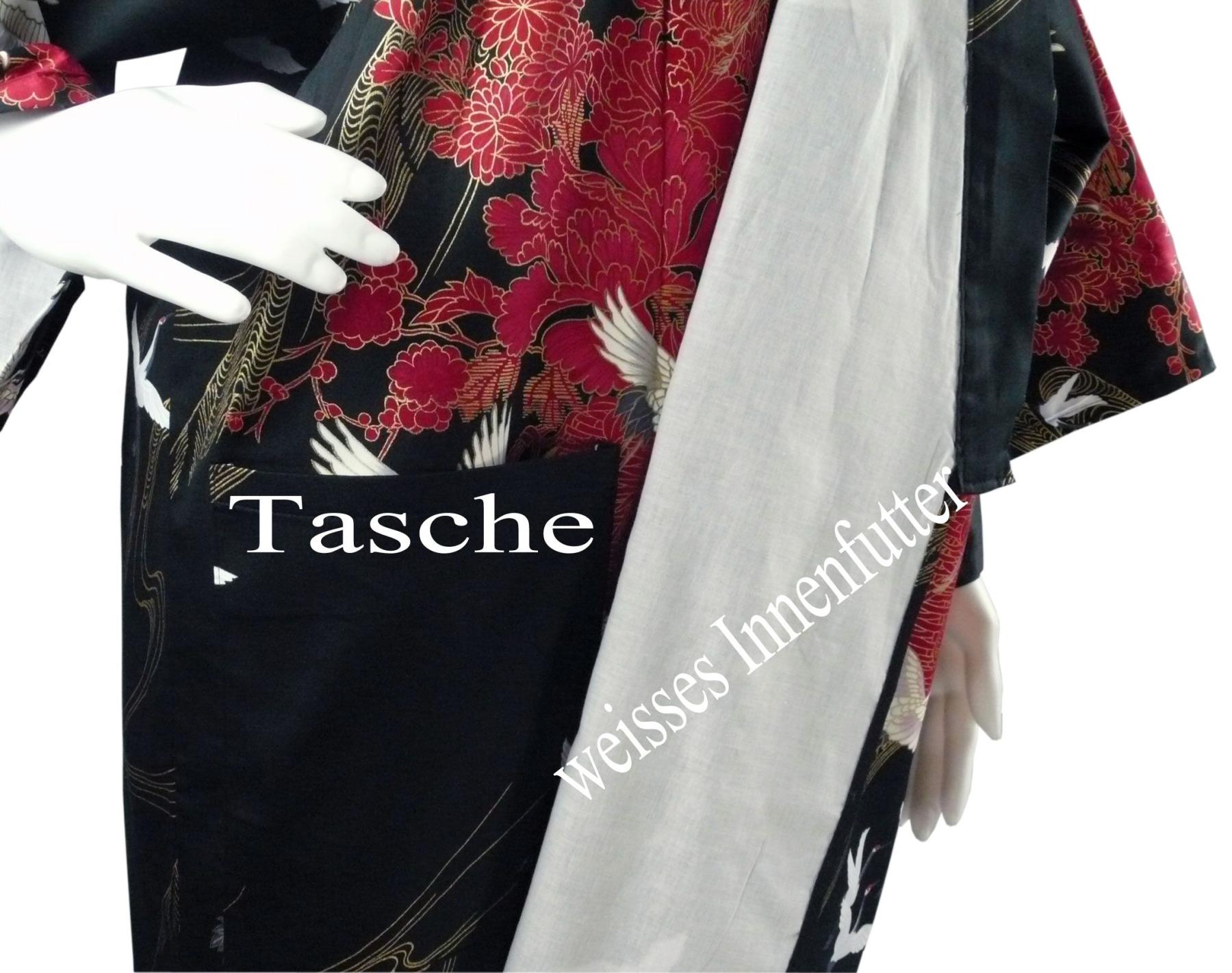 Damen Kimono Tsuru gefüttert schwarz