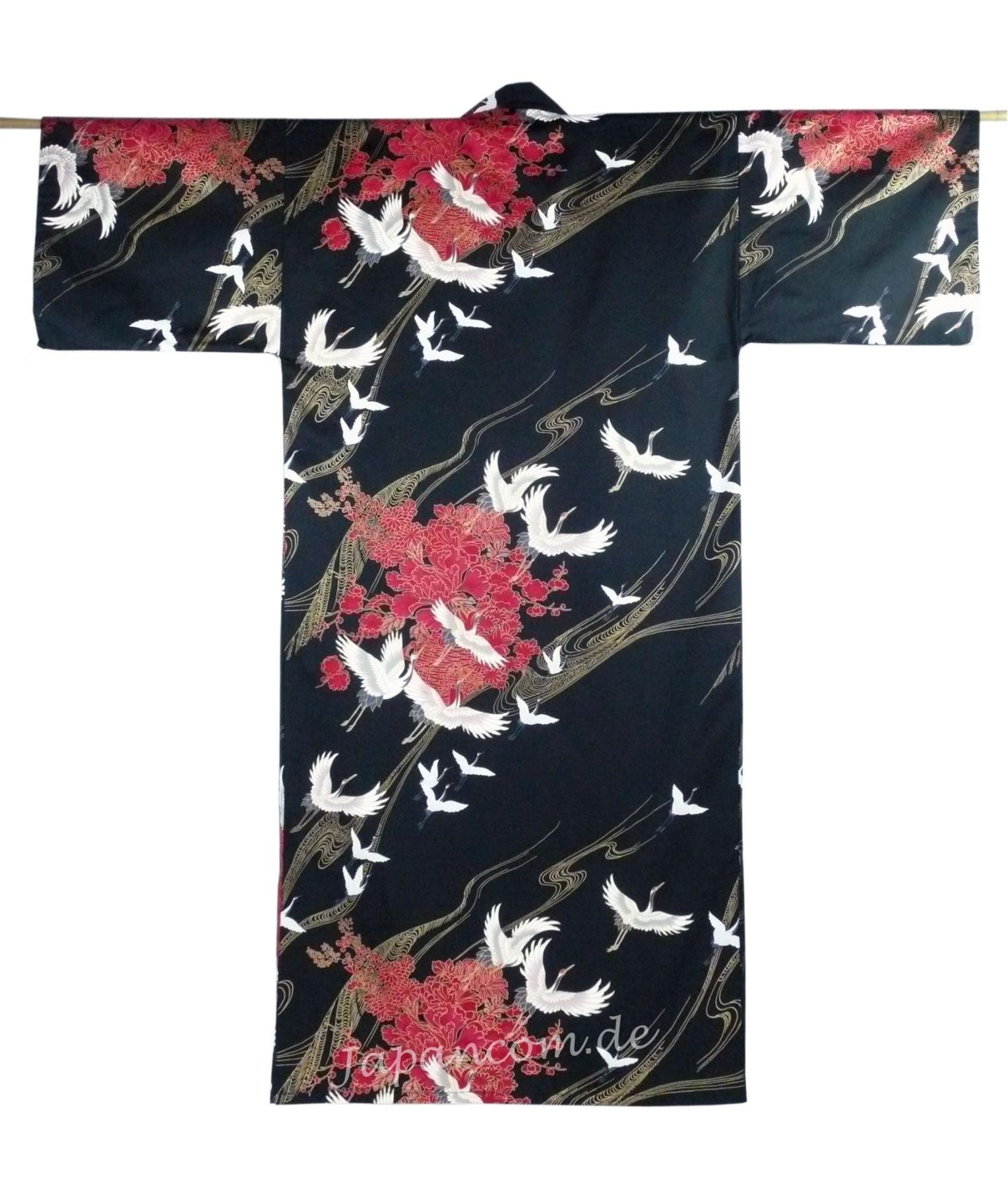 Damen Kimono Tsuru gefüttert schwarz