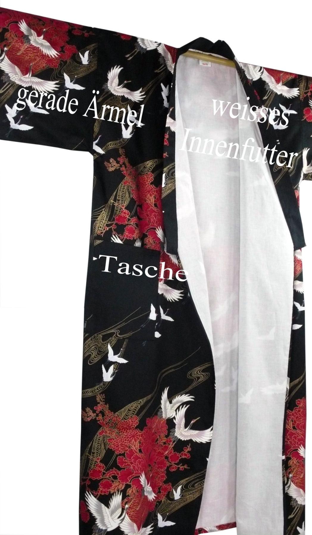 Damen Kimono Tsuru gefüttert schwarz