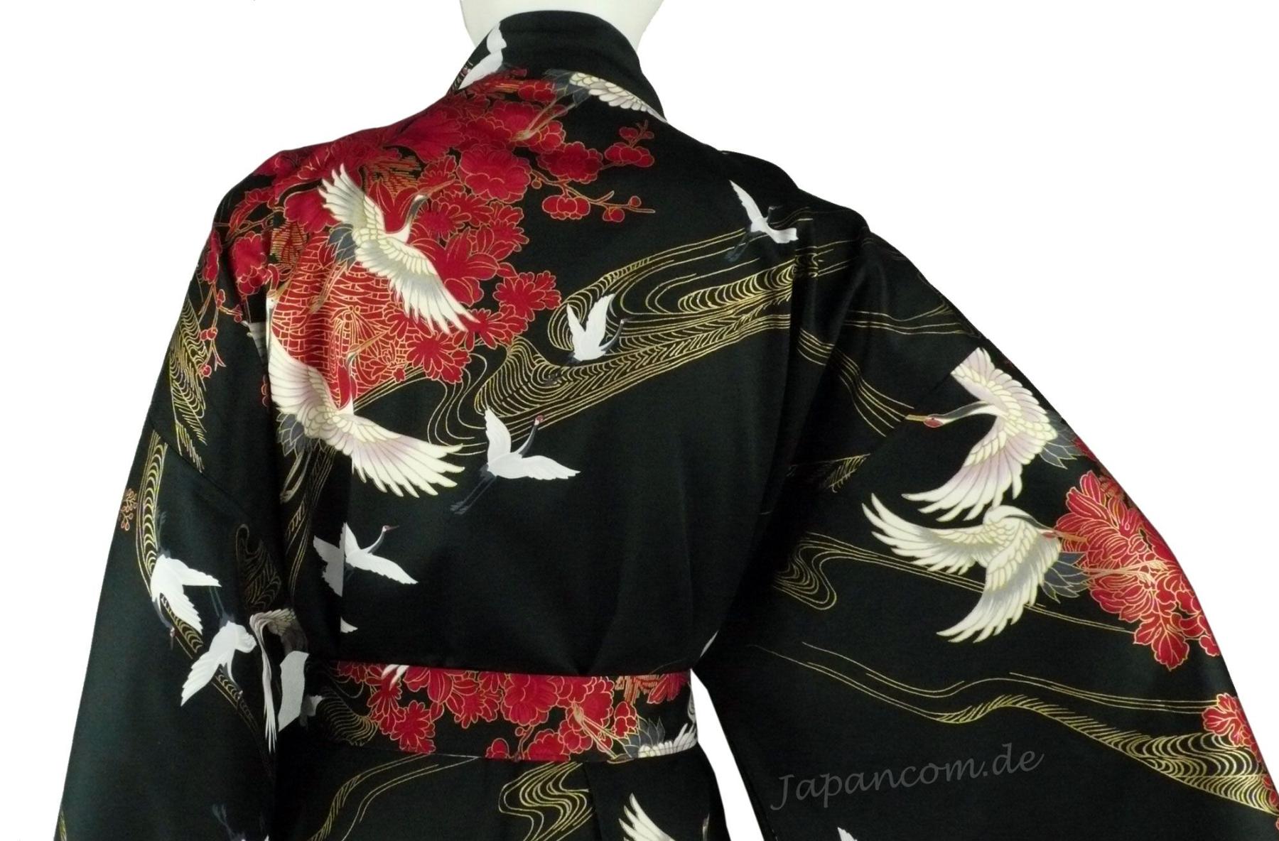 Damen Kimono Tsuru gefüttert schwarz