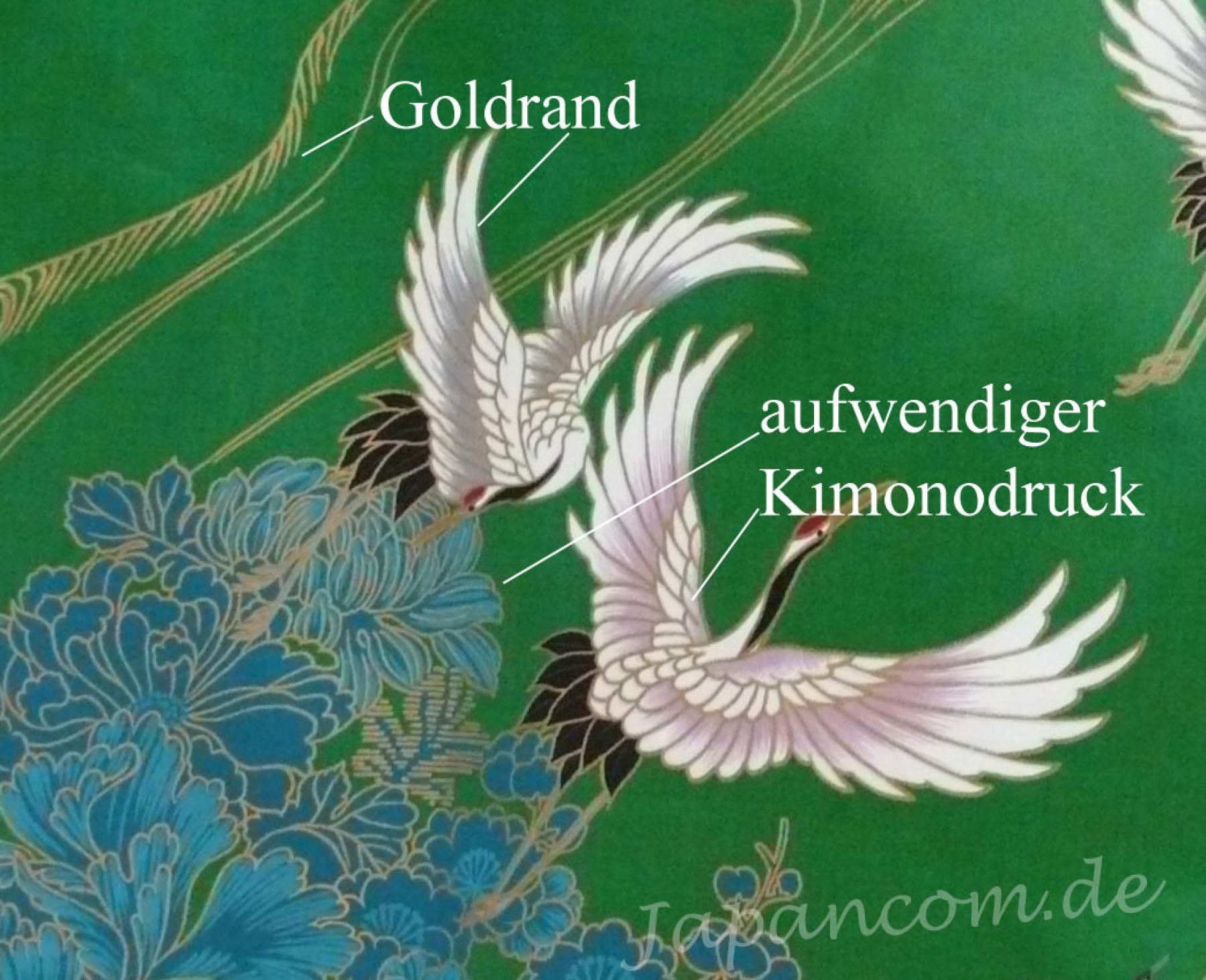 Damen Kimono Tsuru Kranich grün