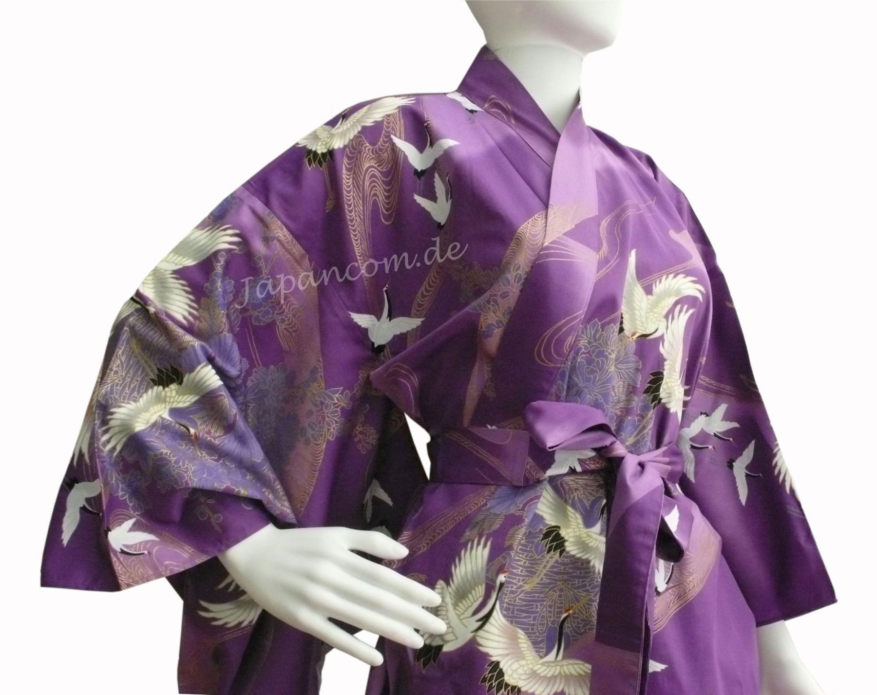 Damen Kimono Tsuru Kranich lila