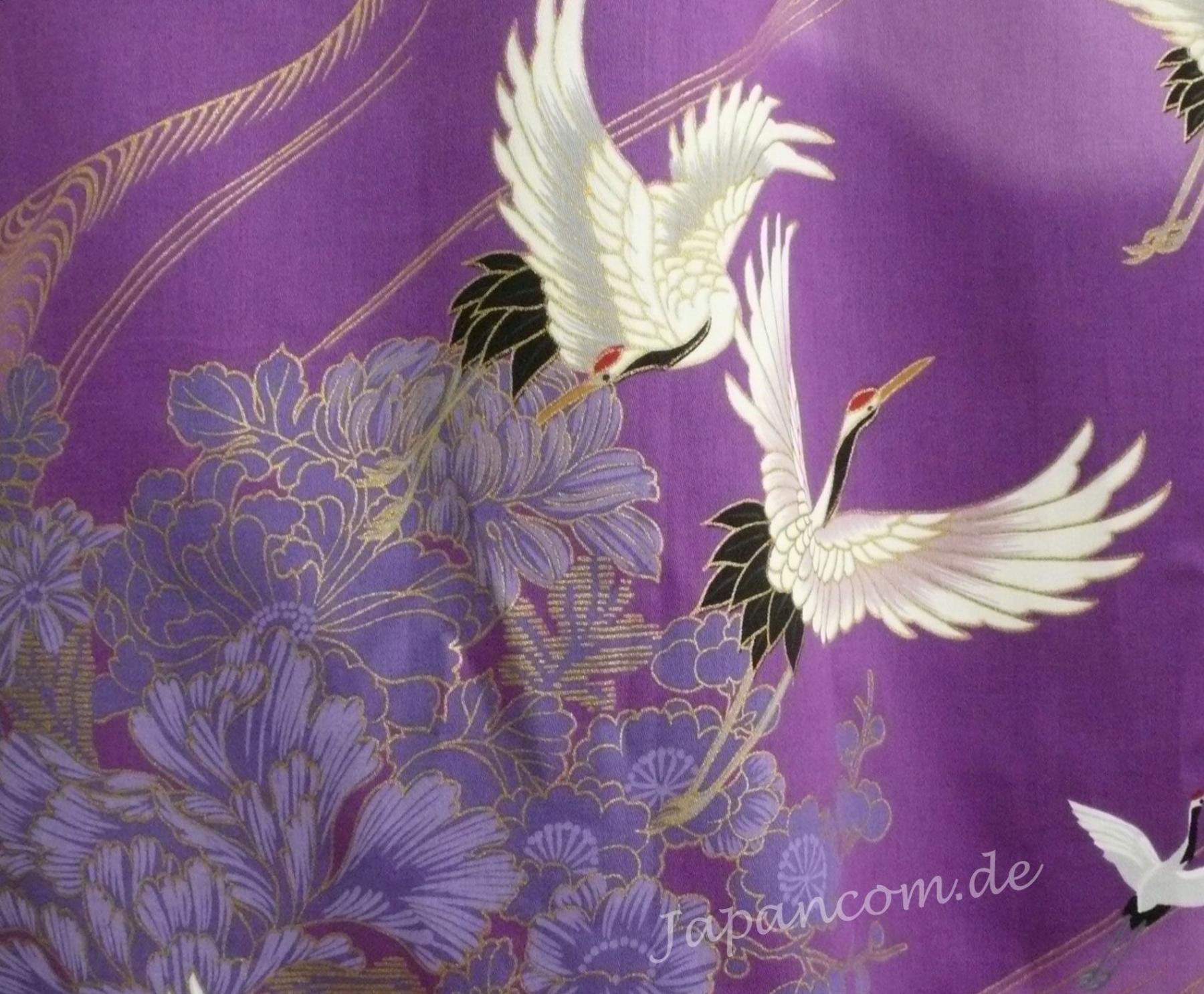Damen Kimono Tsuru Kranich lila