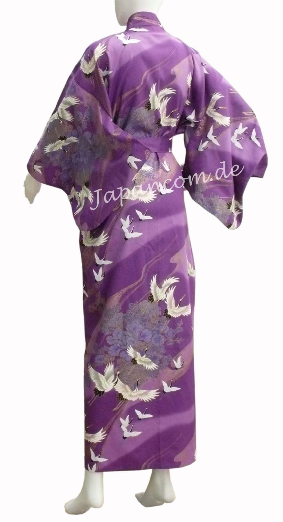 Damen Kimono Tsuru Kranich lila