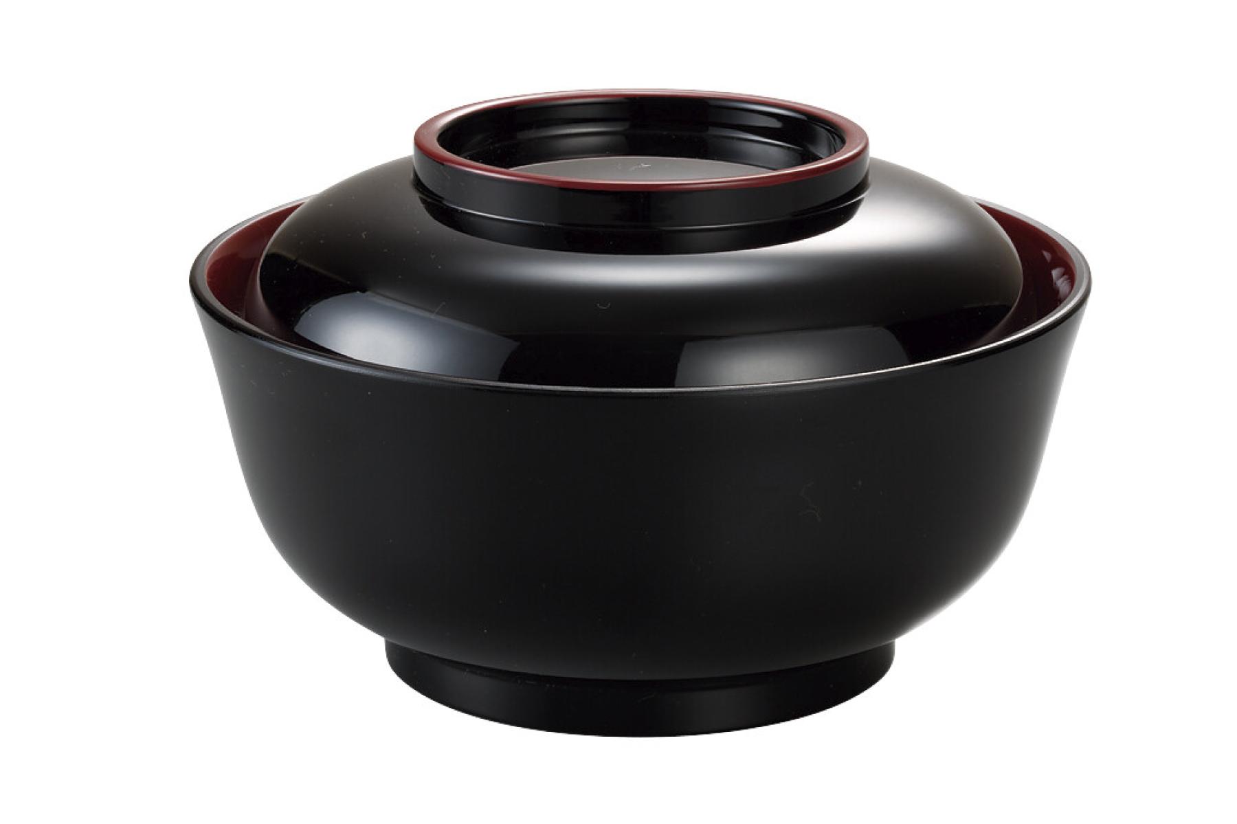 grosse Lackschale mit Deckel schwarz-rot