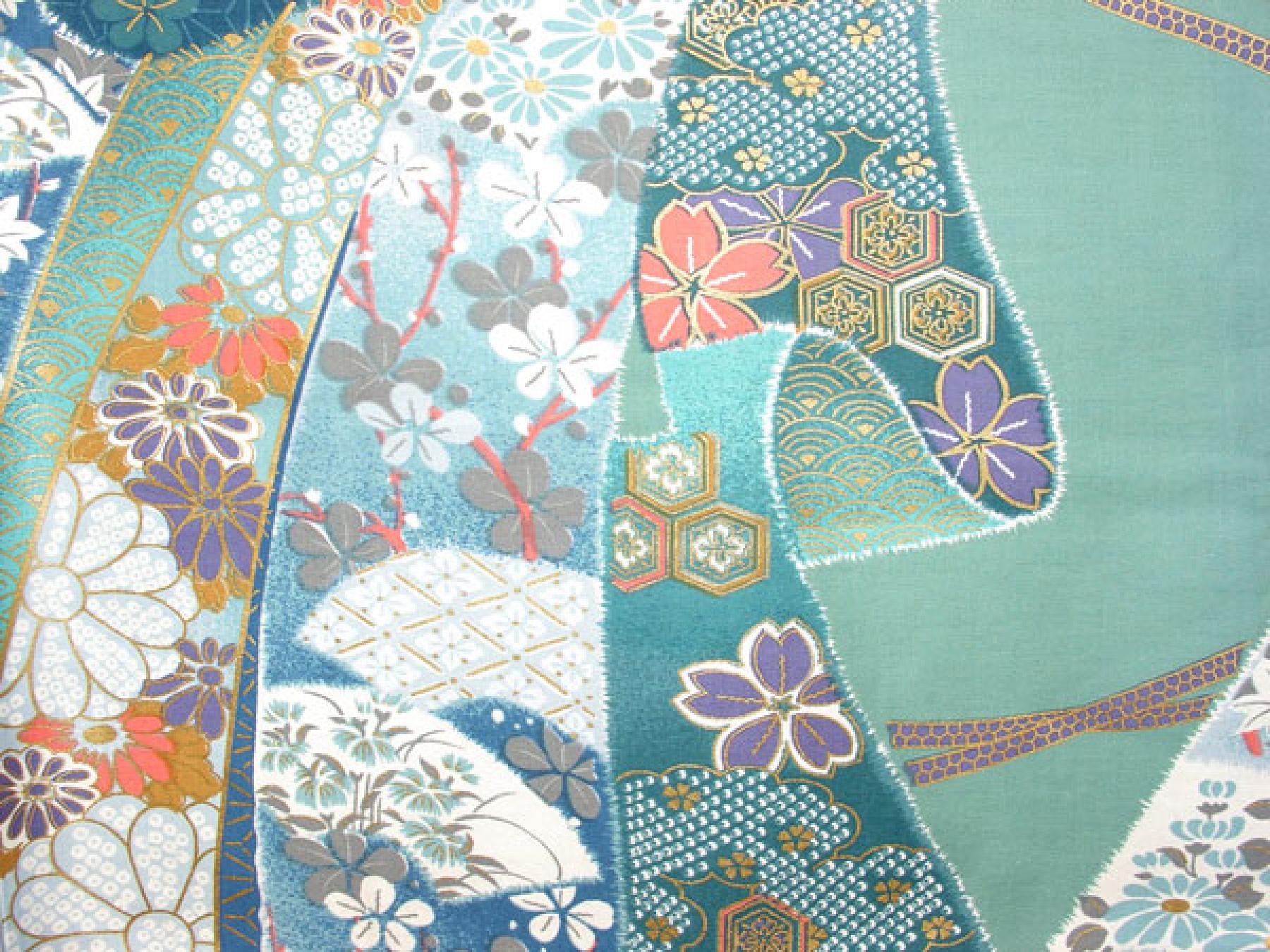 Damen Kimono Ribbon (Schleifenband) grün