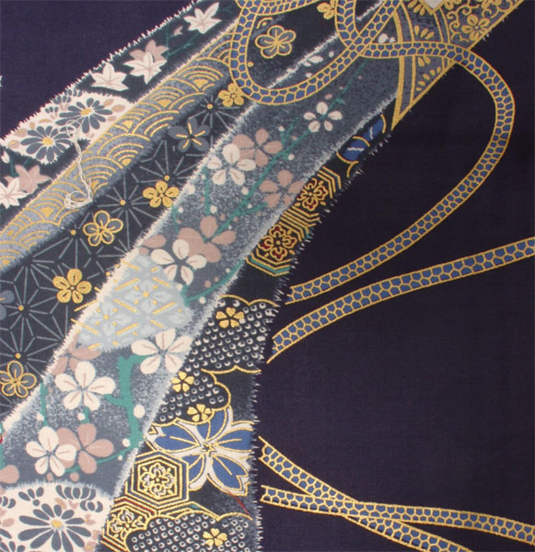 Damen Kimono Ribbon (Schleifenband) dunkelblau