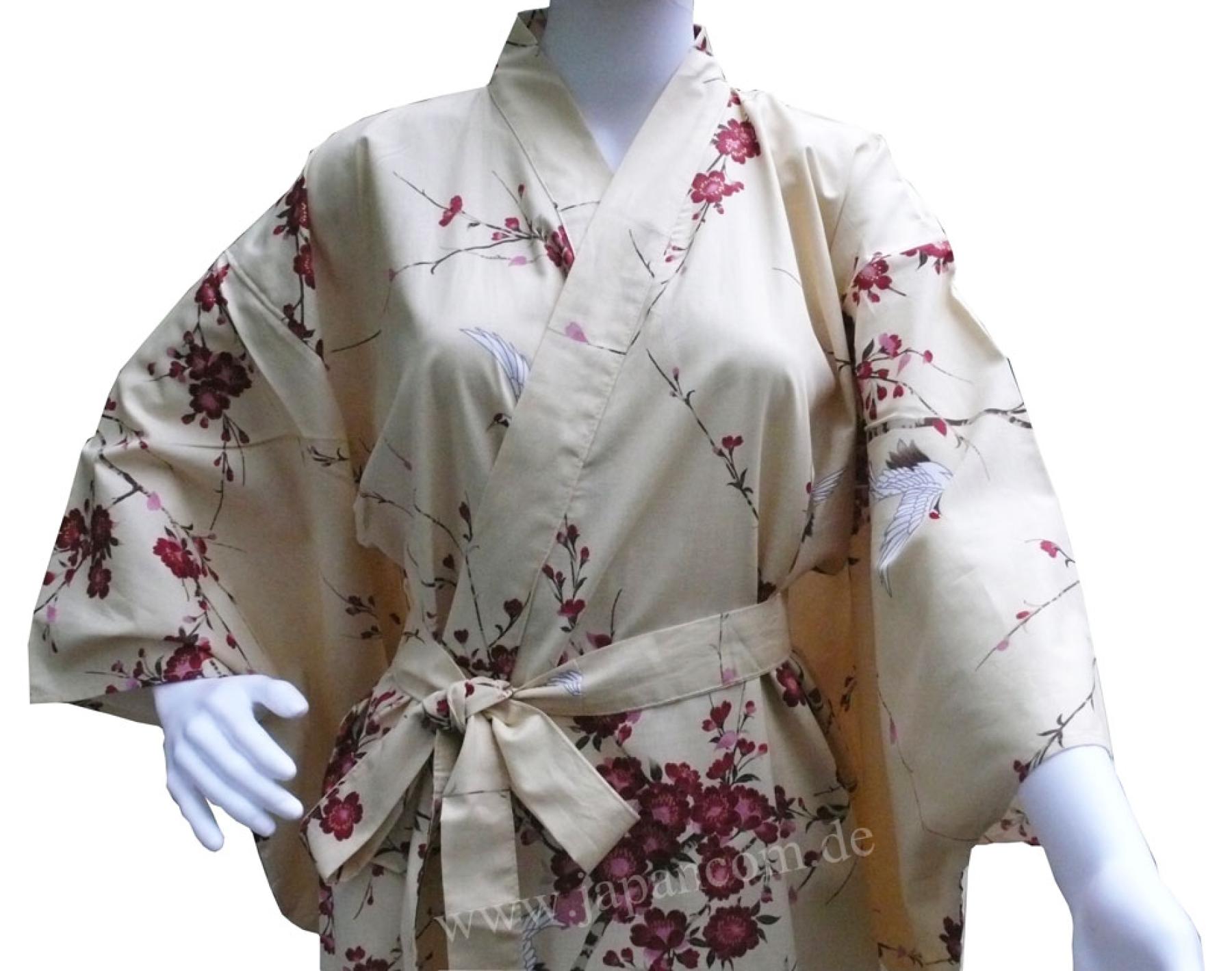 Kimono Cherry Blossom (Kirschblüte) beige, lang