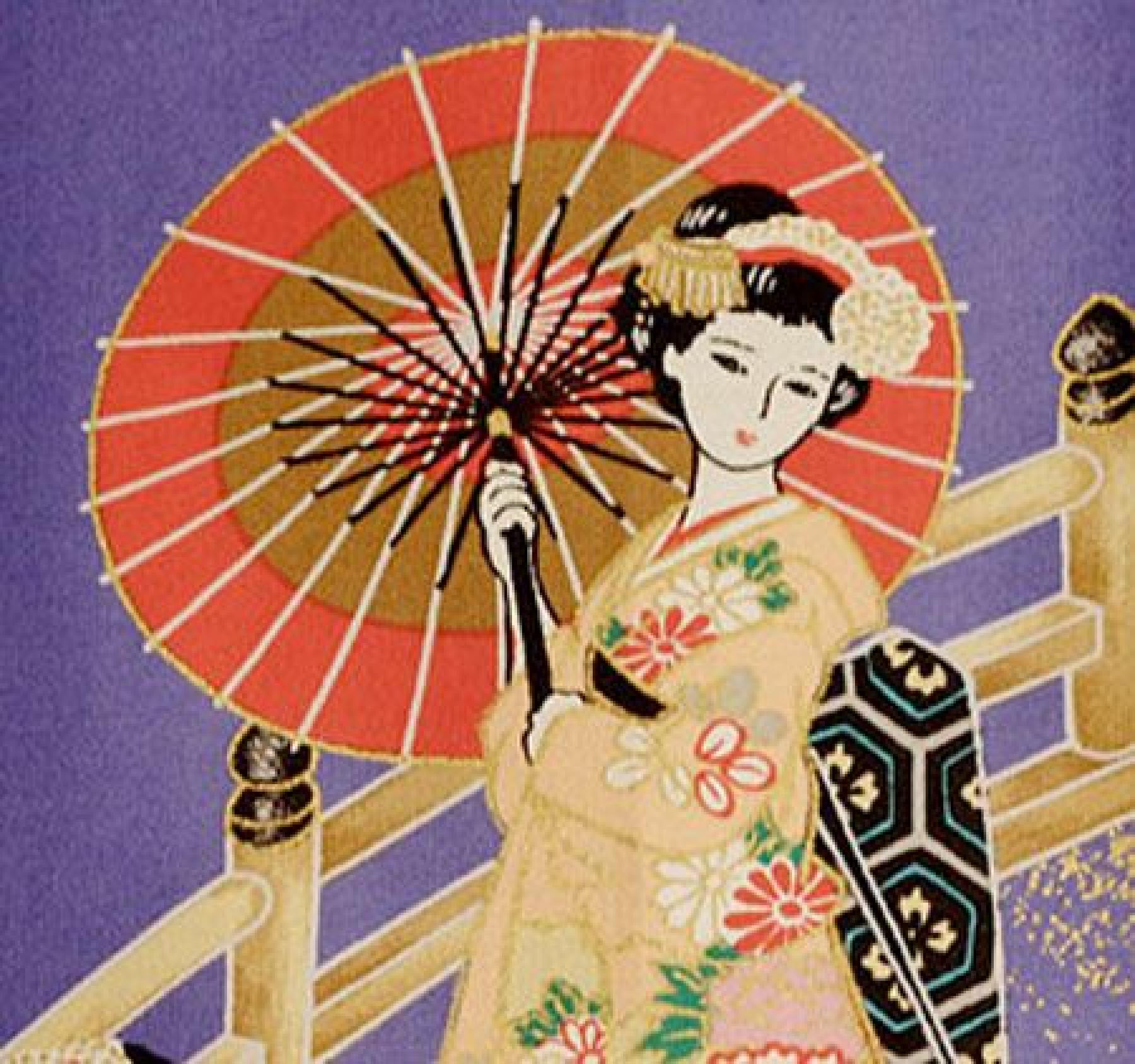 Damen Kimono Maiko lila-blau