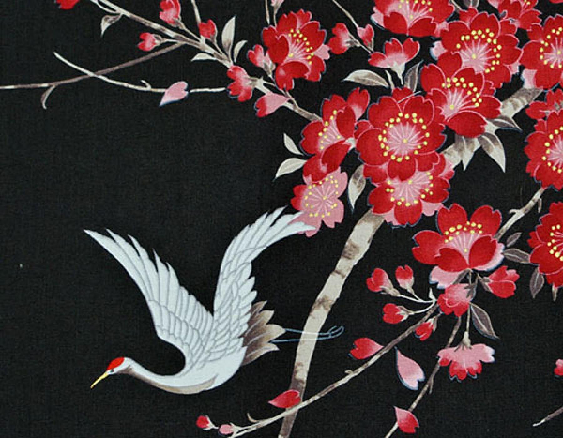 Happi Kimono Cherry Blossom schwarz kurz