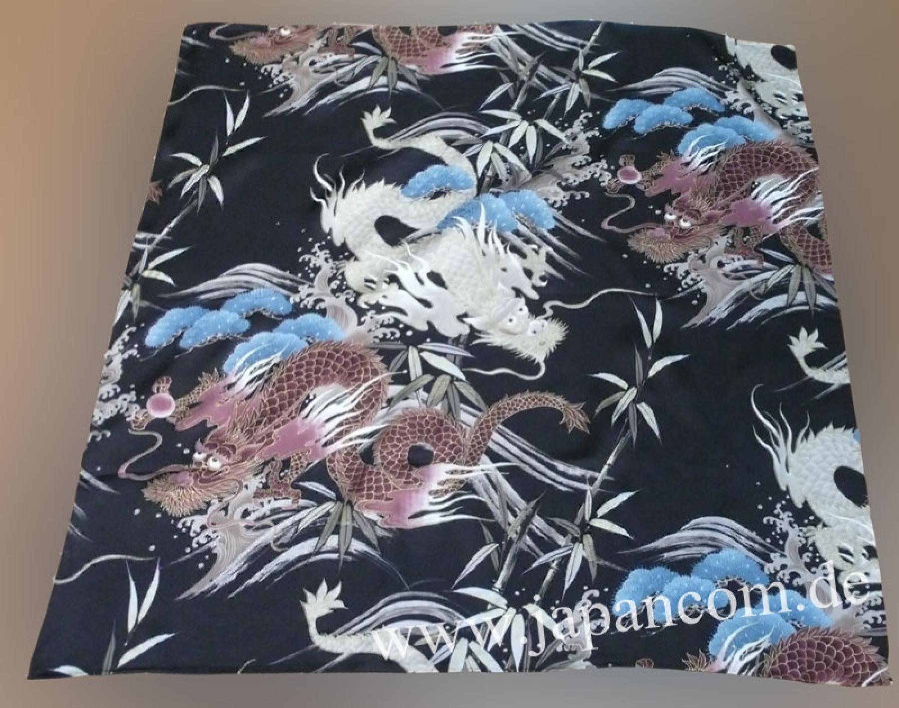 Seiden Tuch Drachen 78x78cm blau