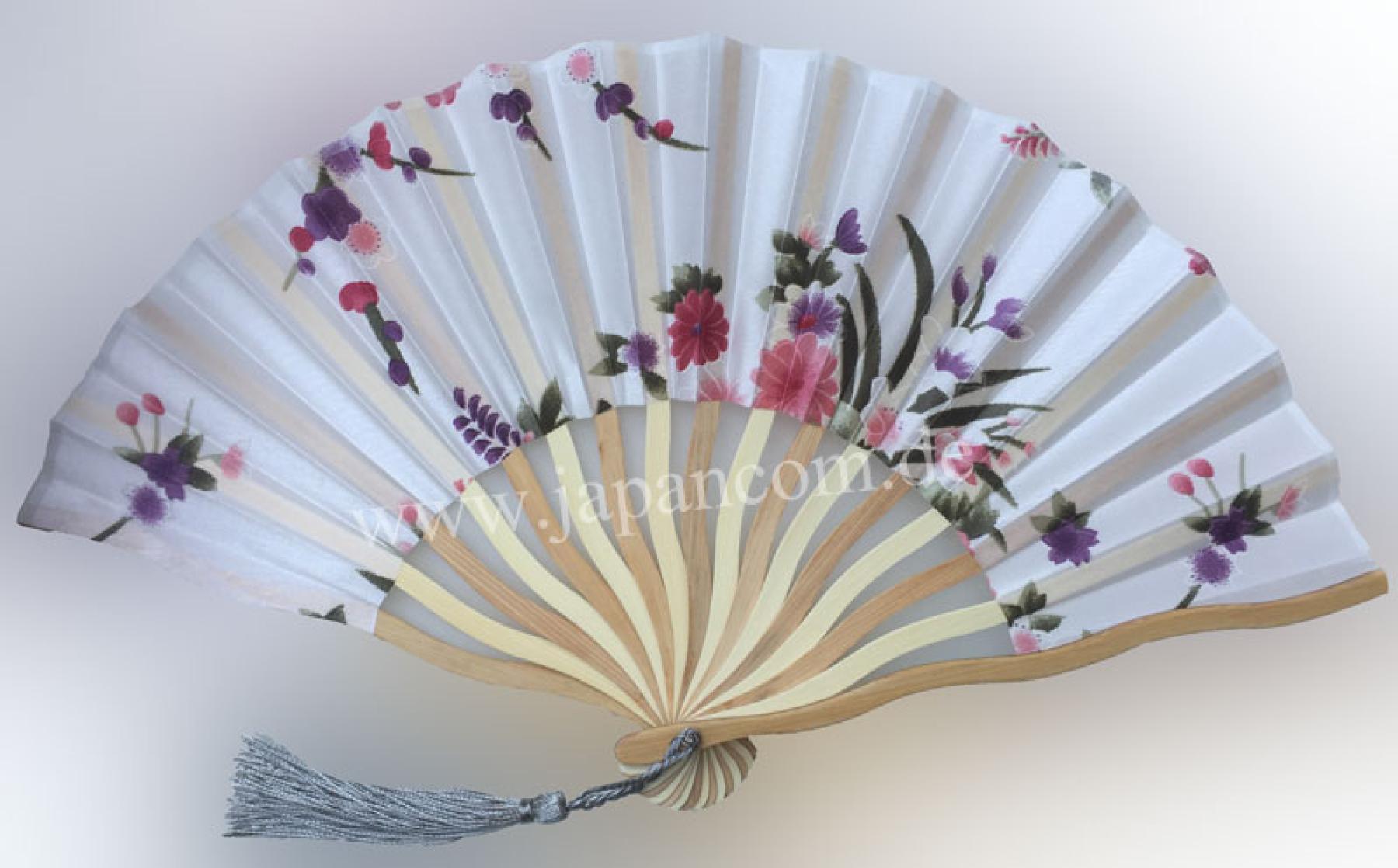 Gebogener Fächer Kirschblüten weiss 21cm