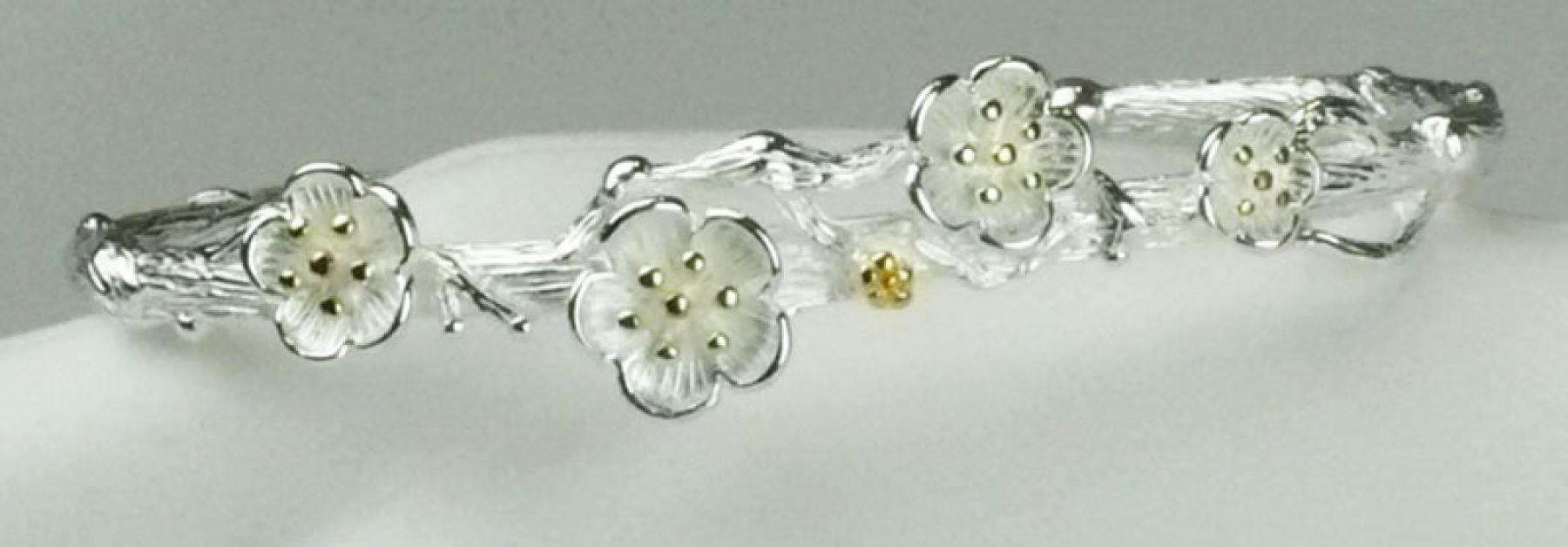 Silberarmreif Kirschblüten silber-gold