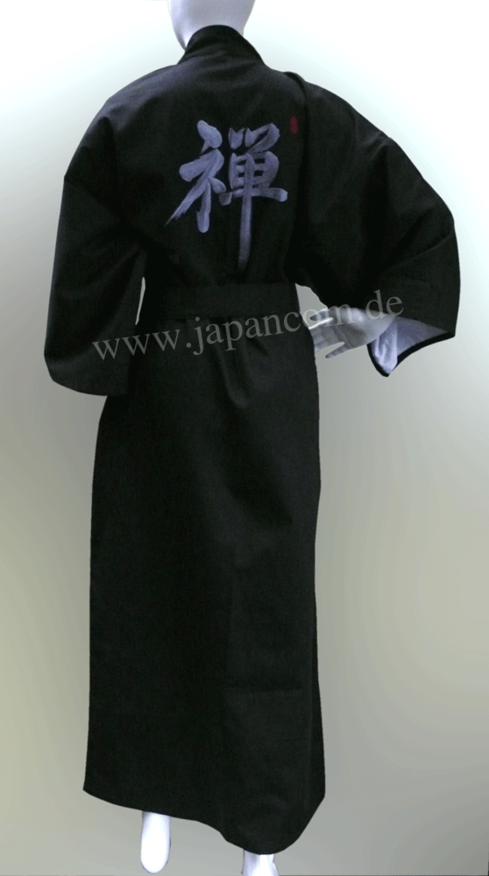 Kimono Bademantel Zen 150 cm gefüttert schwarz