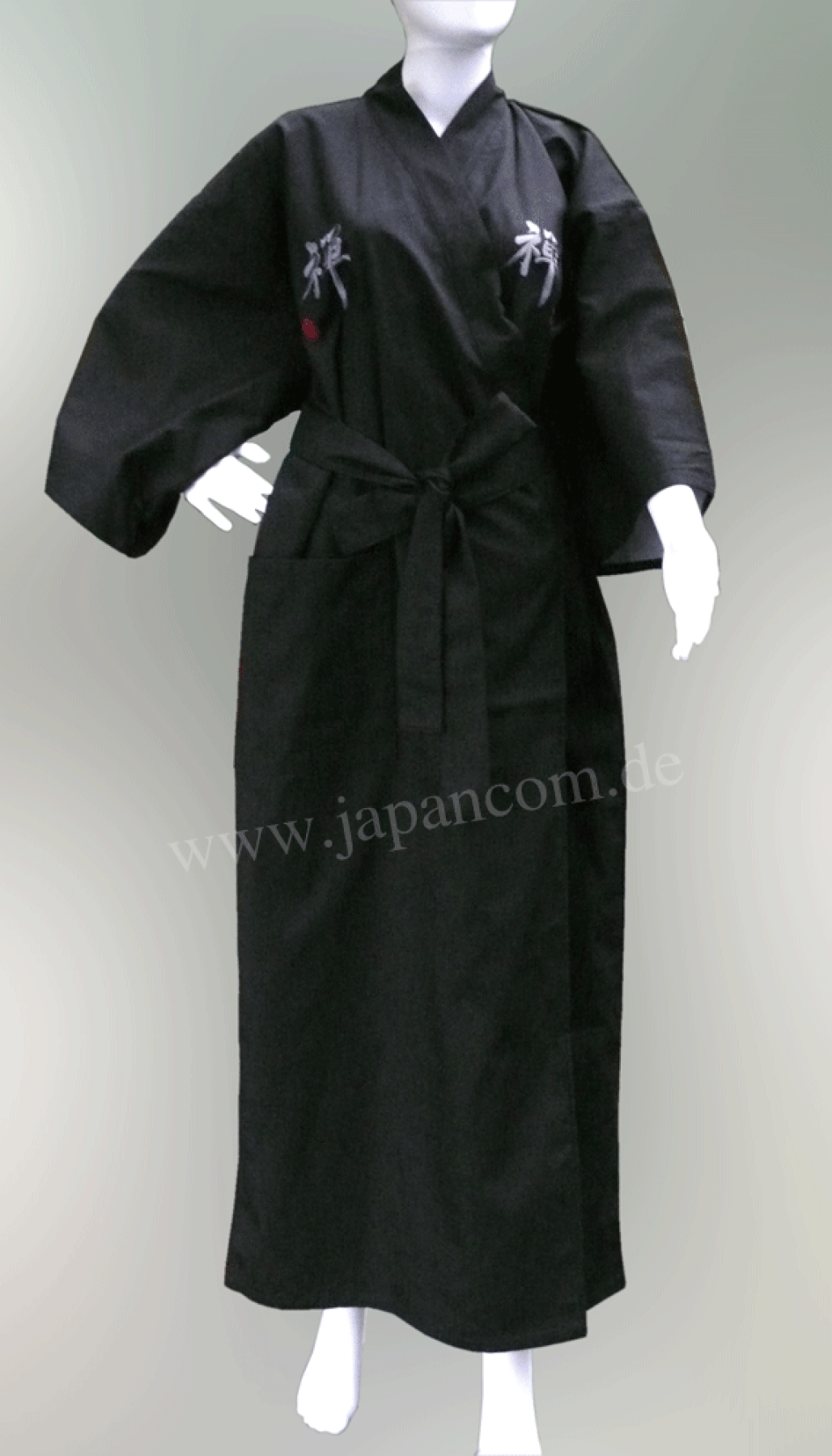 Kimono Bademantel Zen 150 cm gefüttert schwarz