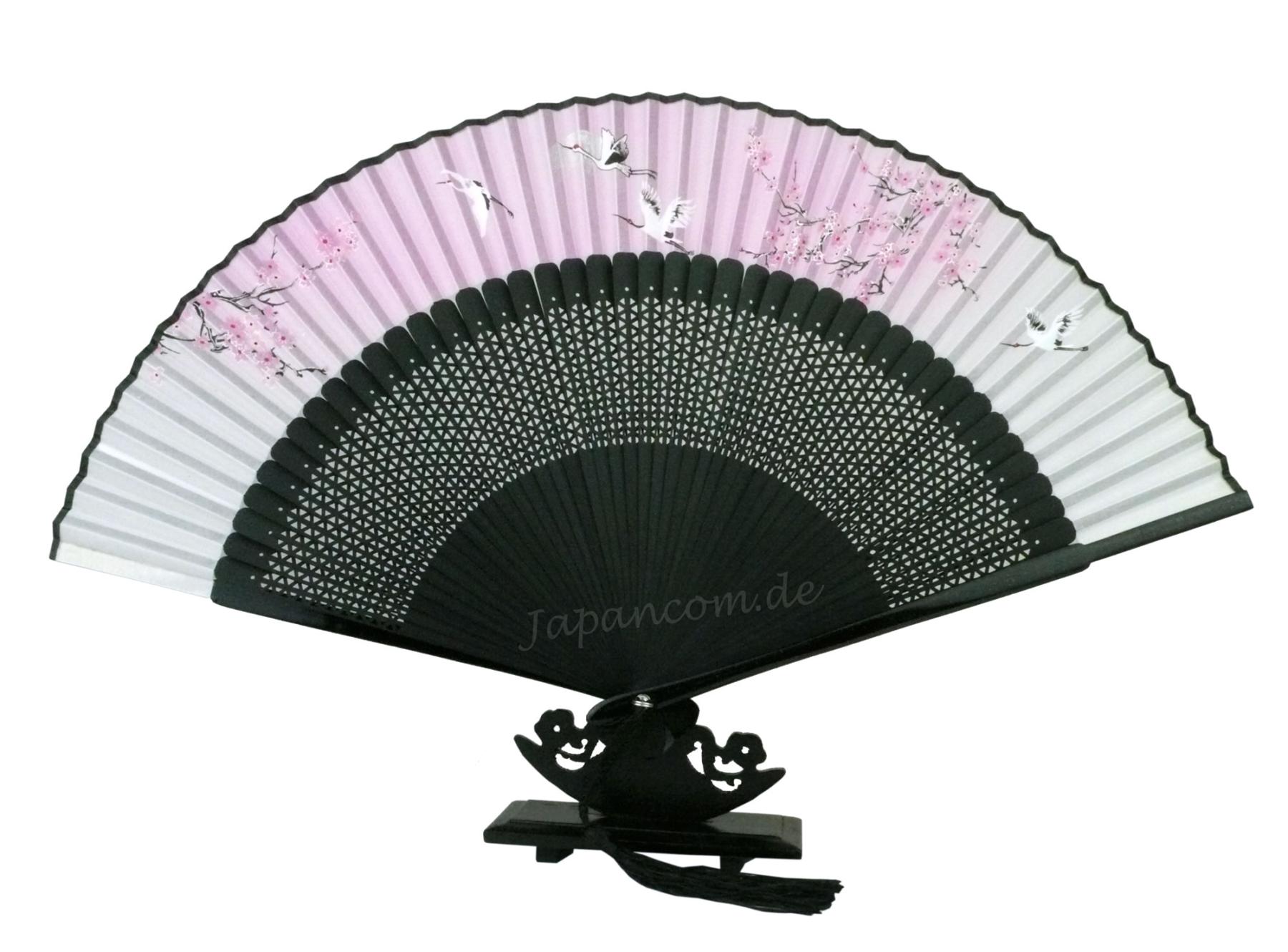 Seidenfächer Kraniche und Kirschblüten