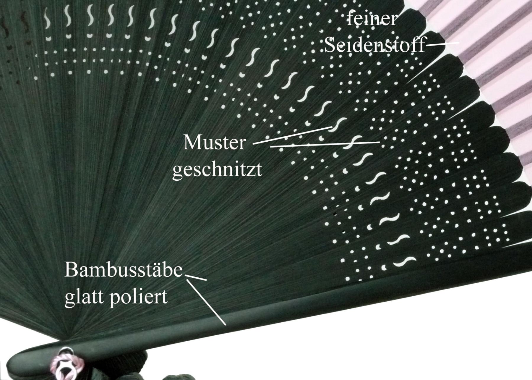 Fächer Sabi pink-schwarz Seide 21cm