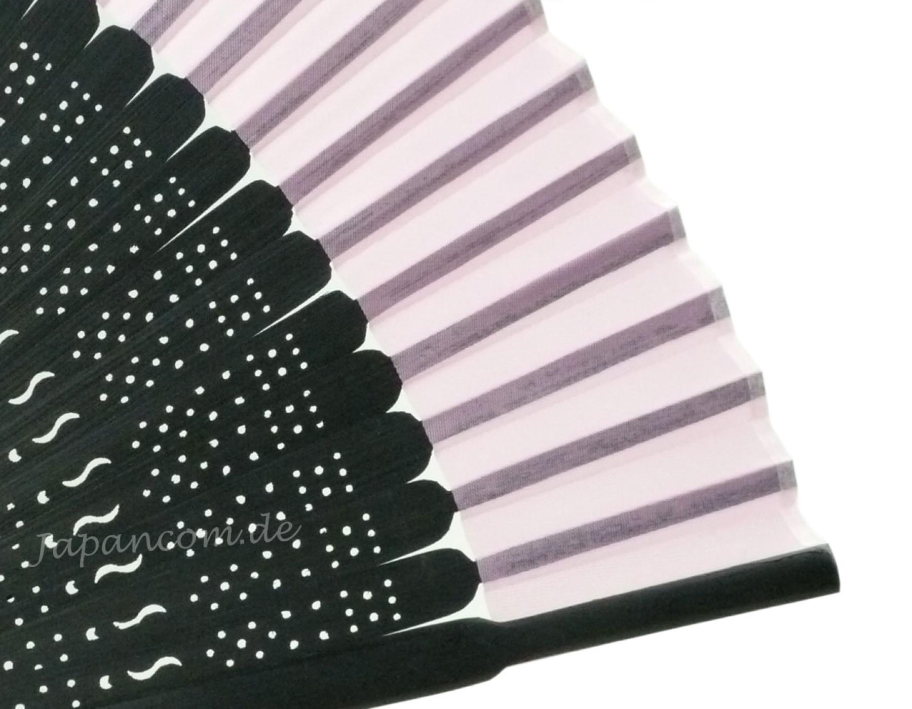 Fächer Sabi pink-schwarz Seide 21cm
