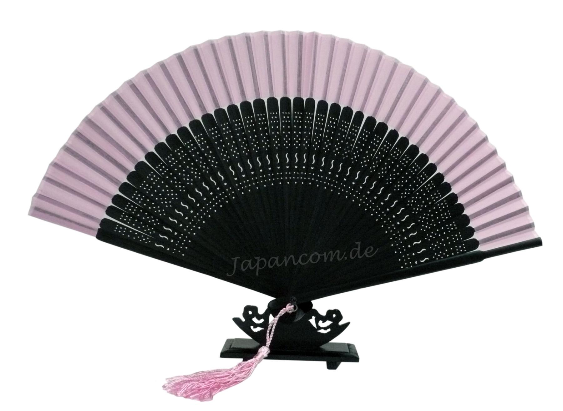Fächer Sabi pink-schwarz Seide 21cm