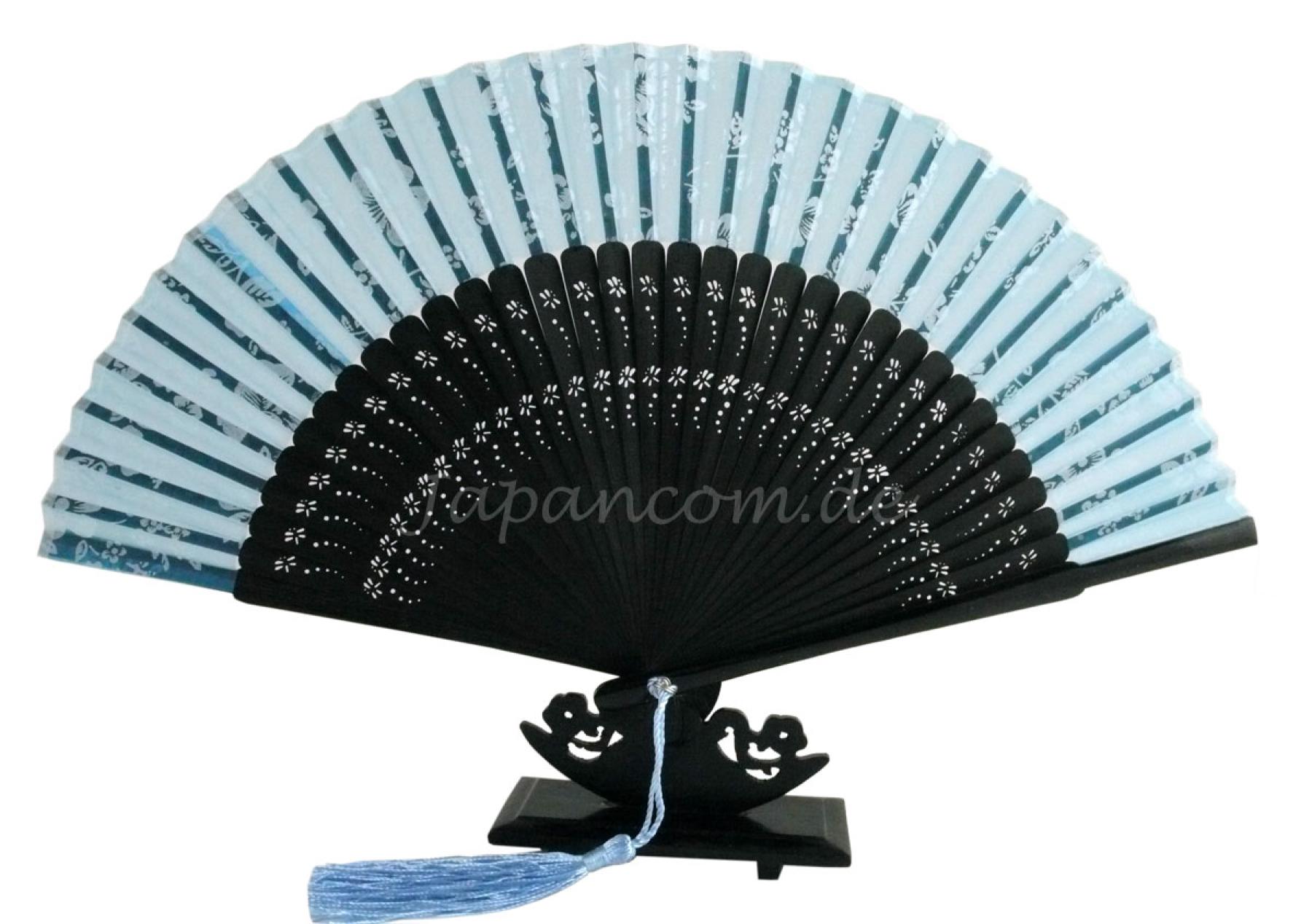 Fächer Shiroi Hana türkis