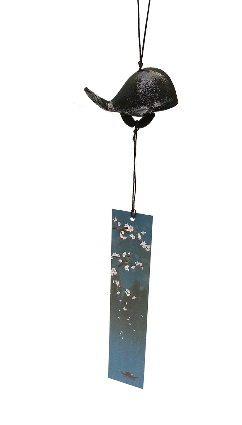 Windspiel Glocke Gusseisen Wal schwarz