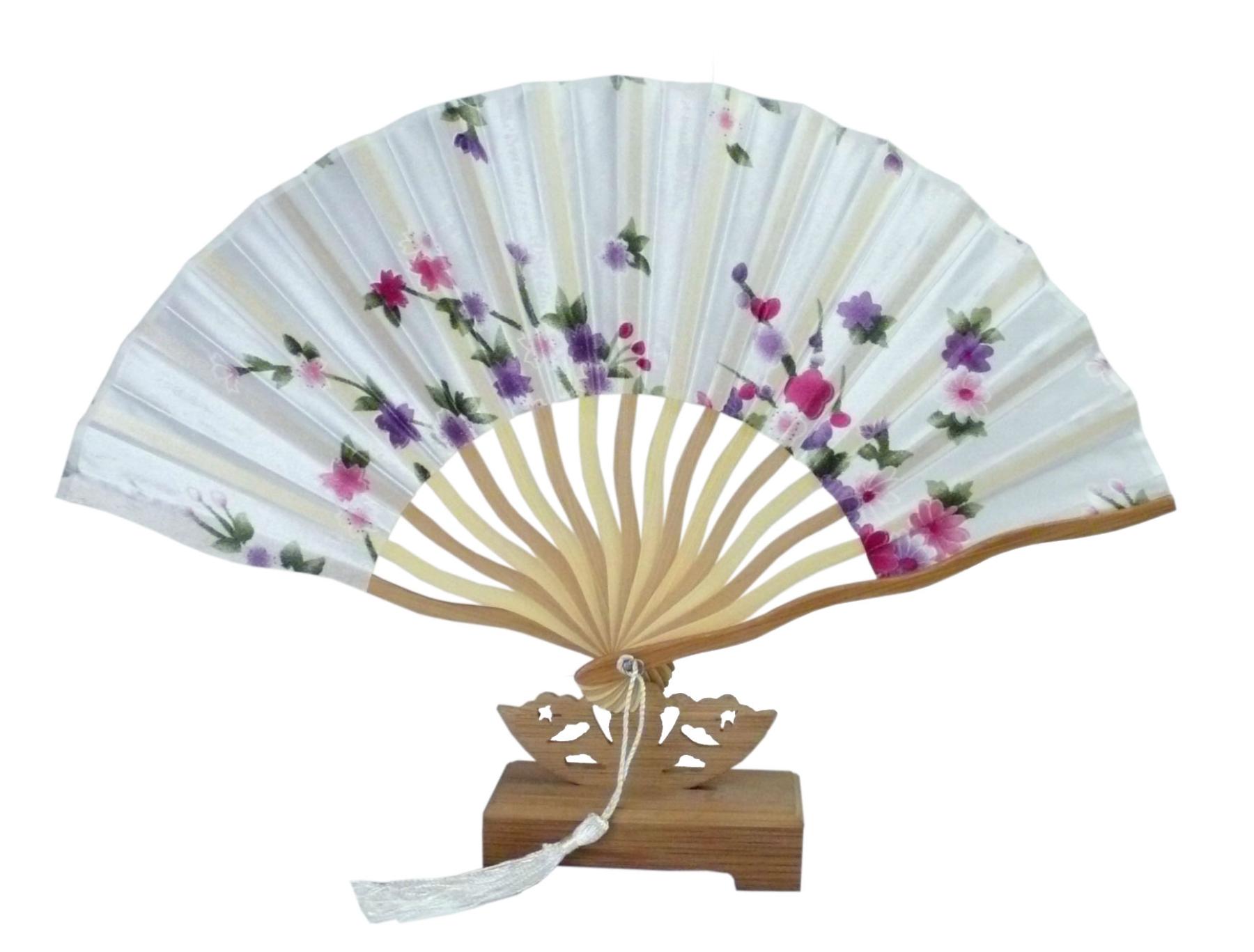 Gebogener Fächer Kirschblüten weiss 21cm