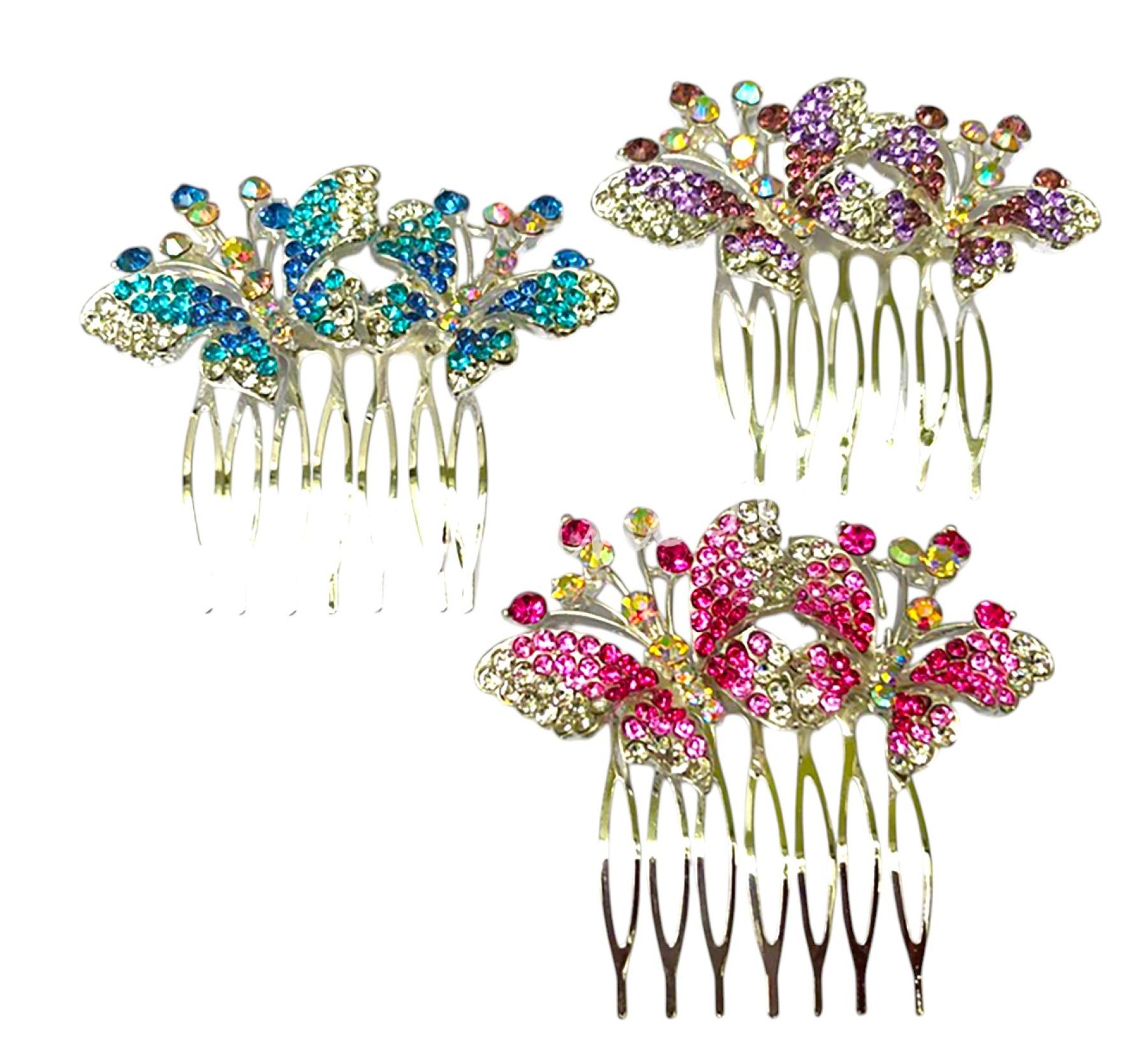 Haarspange Schmetterling mit rosa Kristallen