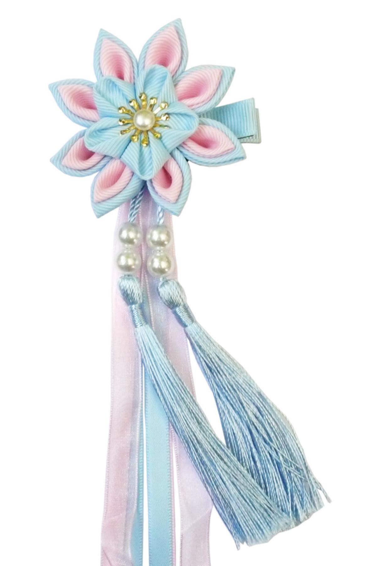 Haarklammer Kanzashi Blume 3-lagig