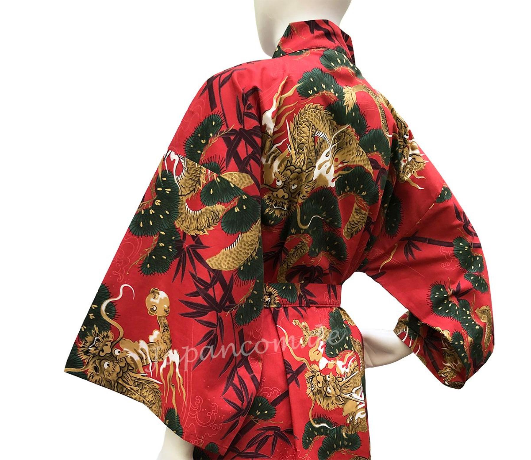 Happi - Kimono Drachen Kiefer rot, kurz