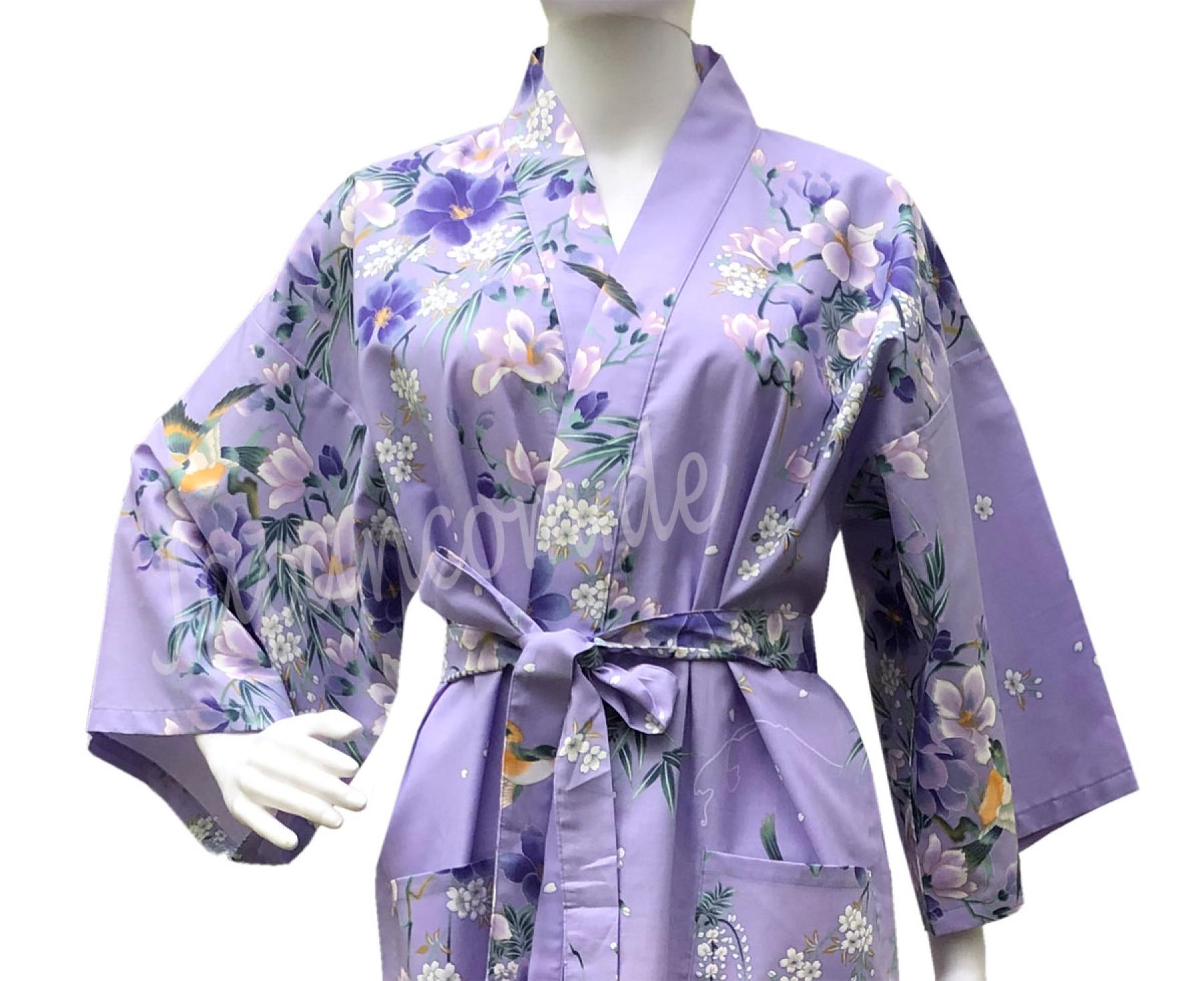 Lila Happi Kimono aus 100 % Baumwolle