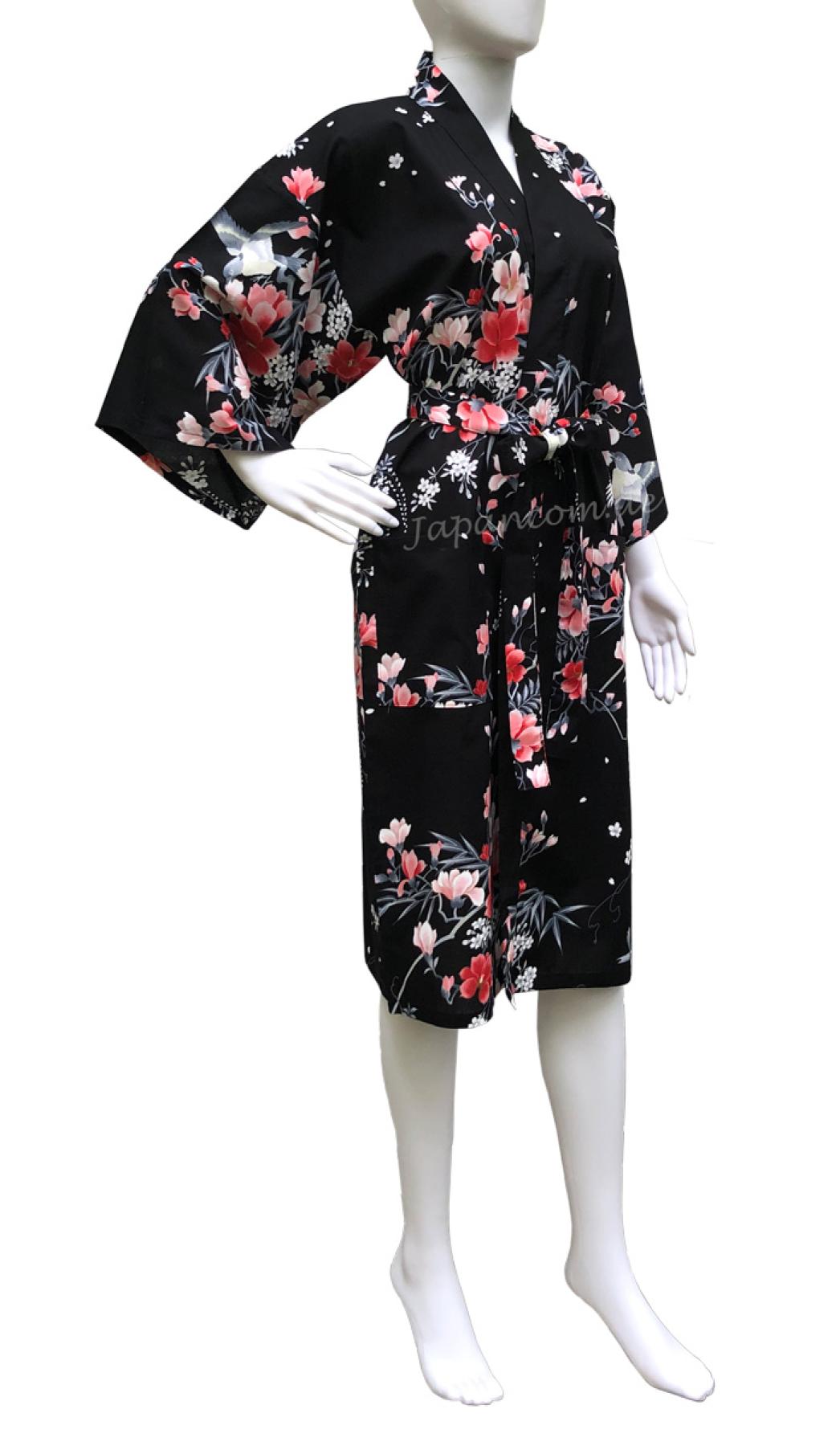 Schwarzer Baumwoll-Happi mit buntem Blumenmuster