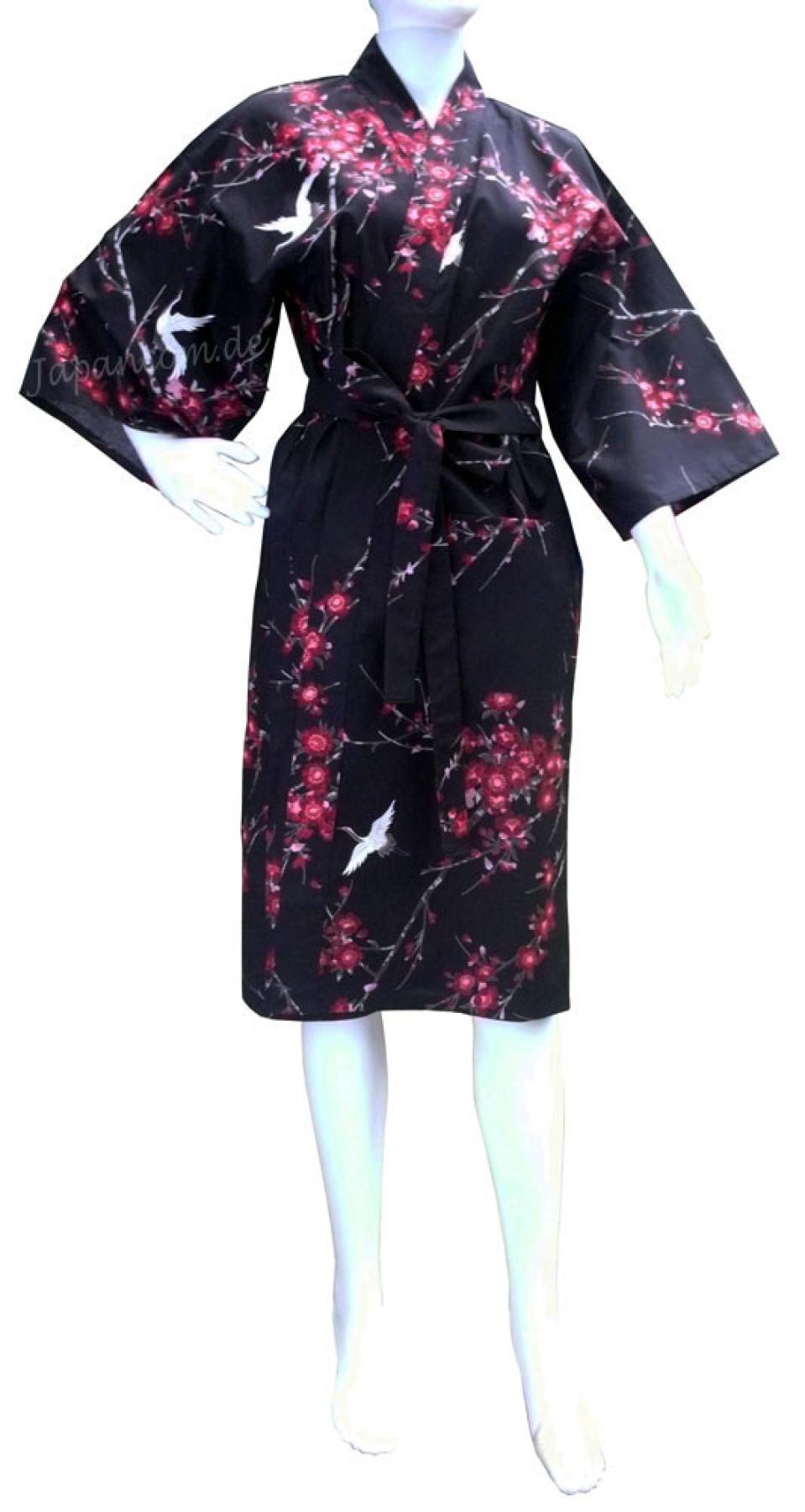 Happi Kimono Cherry Blossom schwarz kurz