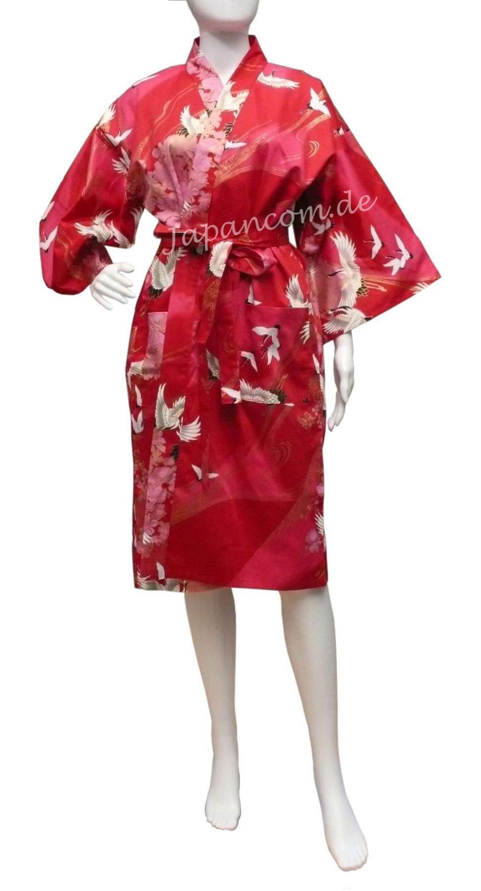 Happi Kimono Tsuru (Kranich) rot, kurz