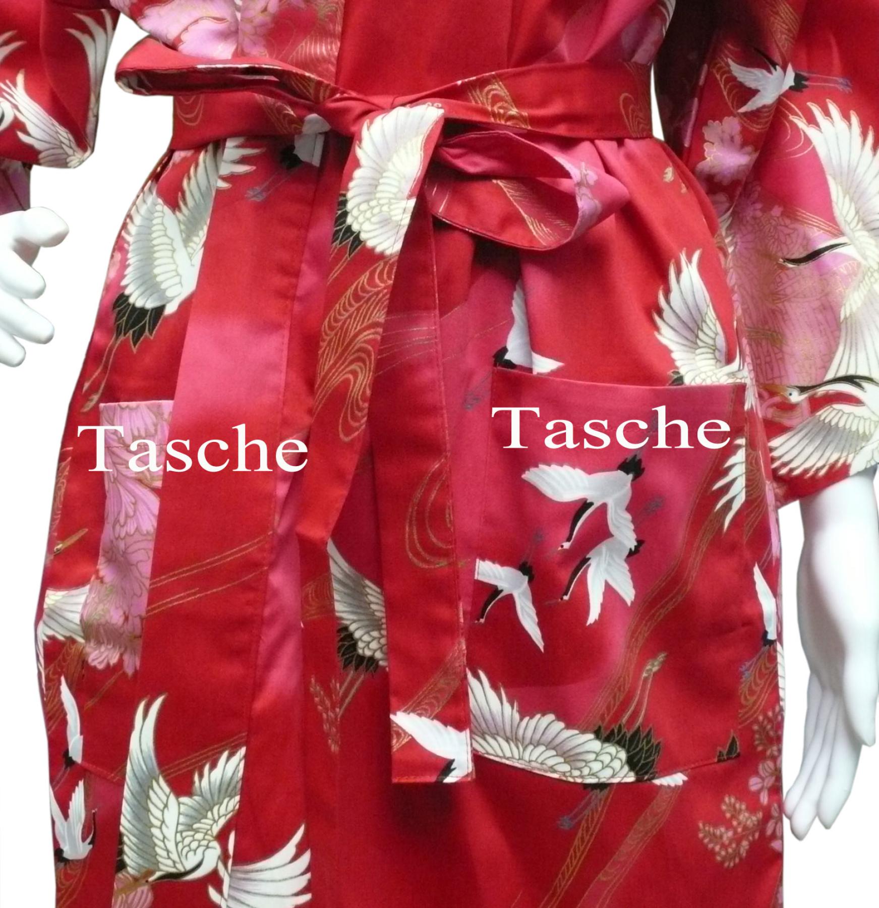 Happi Kimono Tsuru (Kranich) rot, kurz