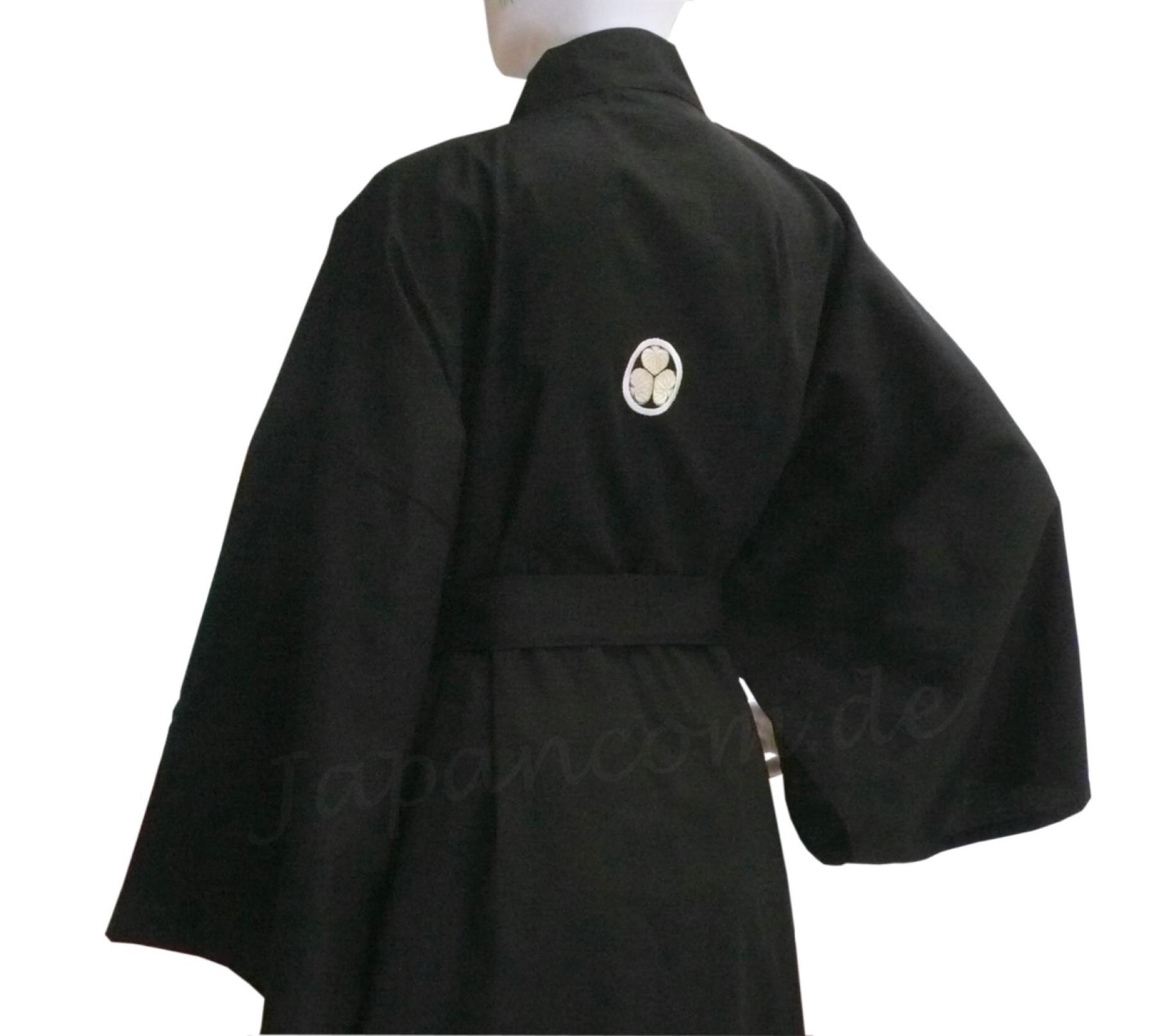 Happi Kimono Montsuki schwarz gestickt kurz